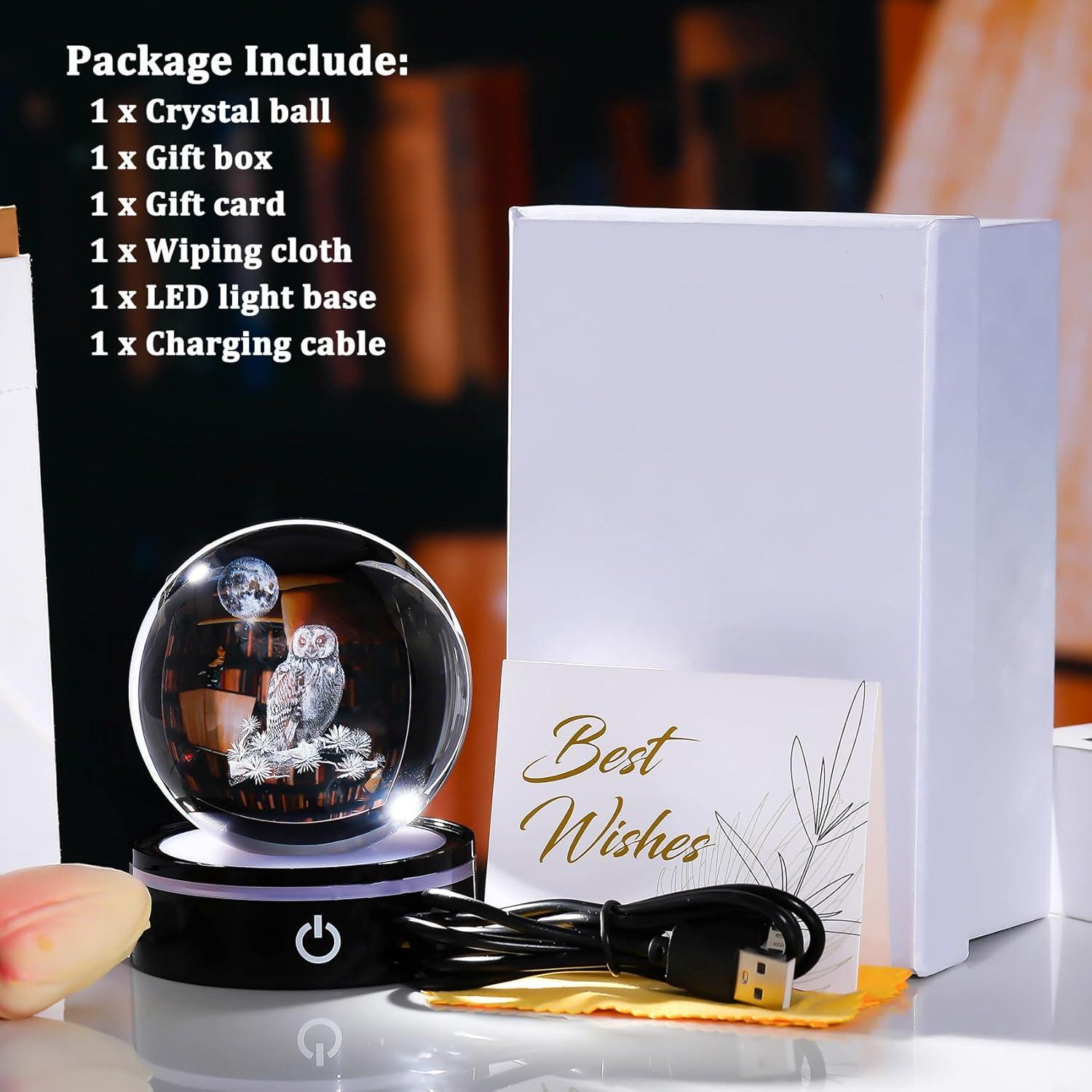 Figurita Búho 3D YWHL con Base LED y Luz Colorida