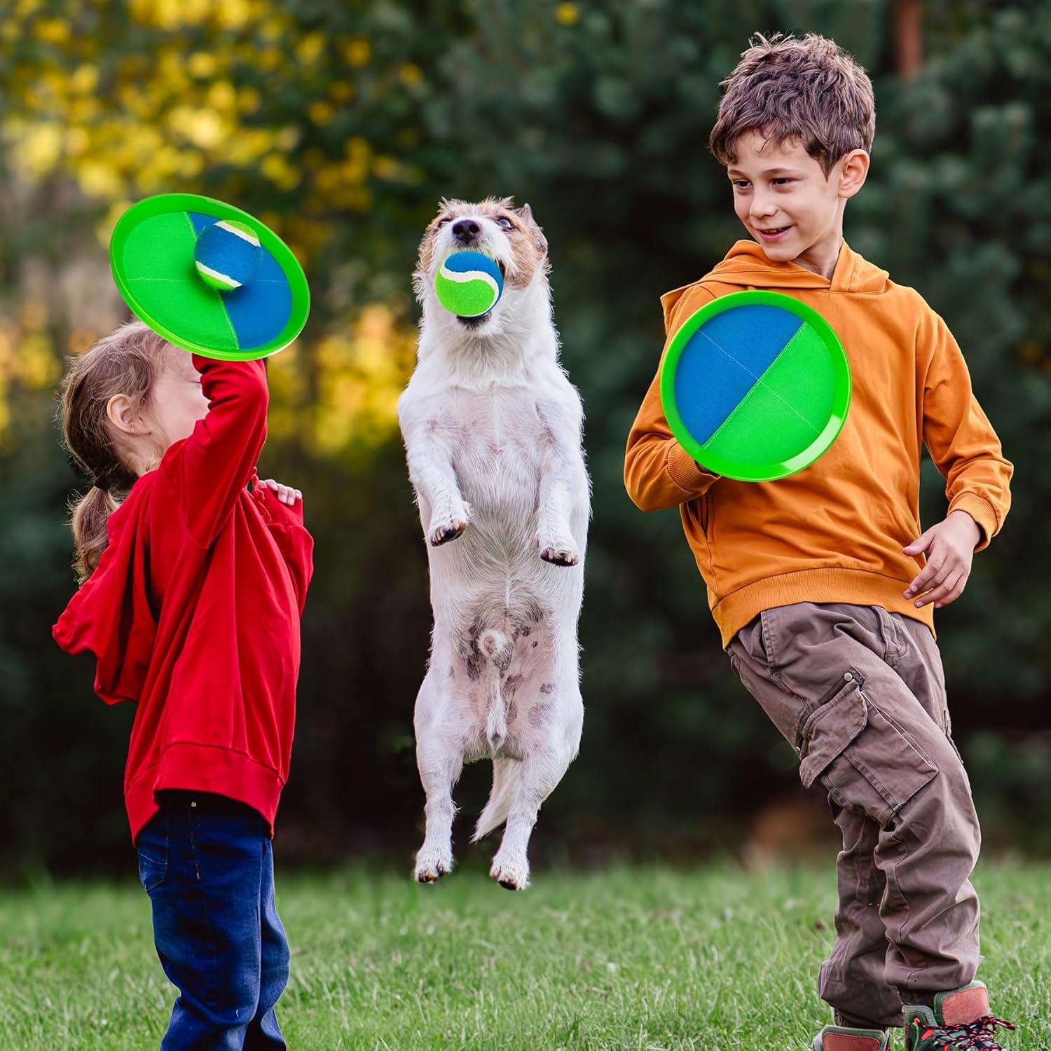 Juego de Lanzar y Atrapar EVERICH 4 Palas 4 Pelotas para Niños