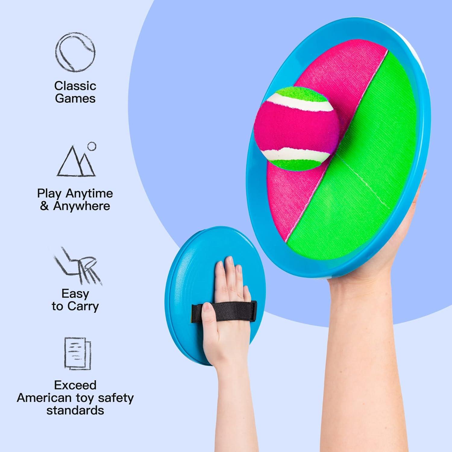 Juego de Lanzar y Atrapar EVERICH 4 Palas y 4 Pelotas