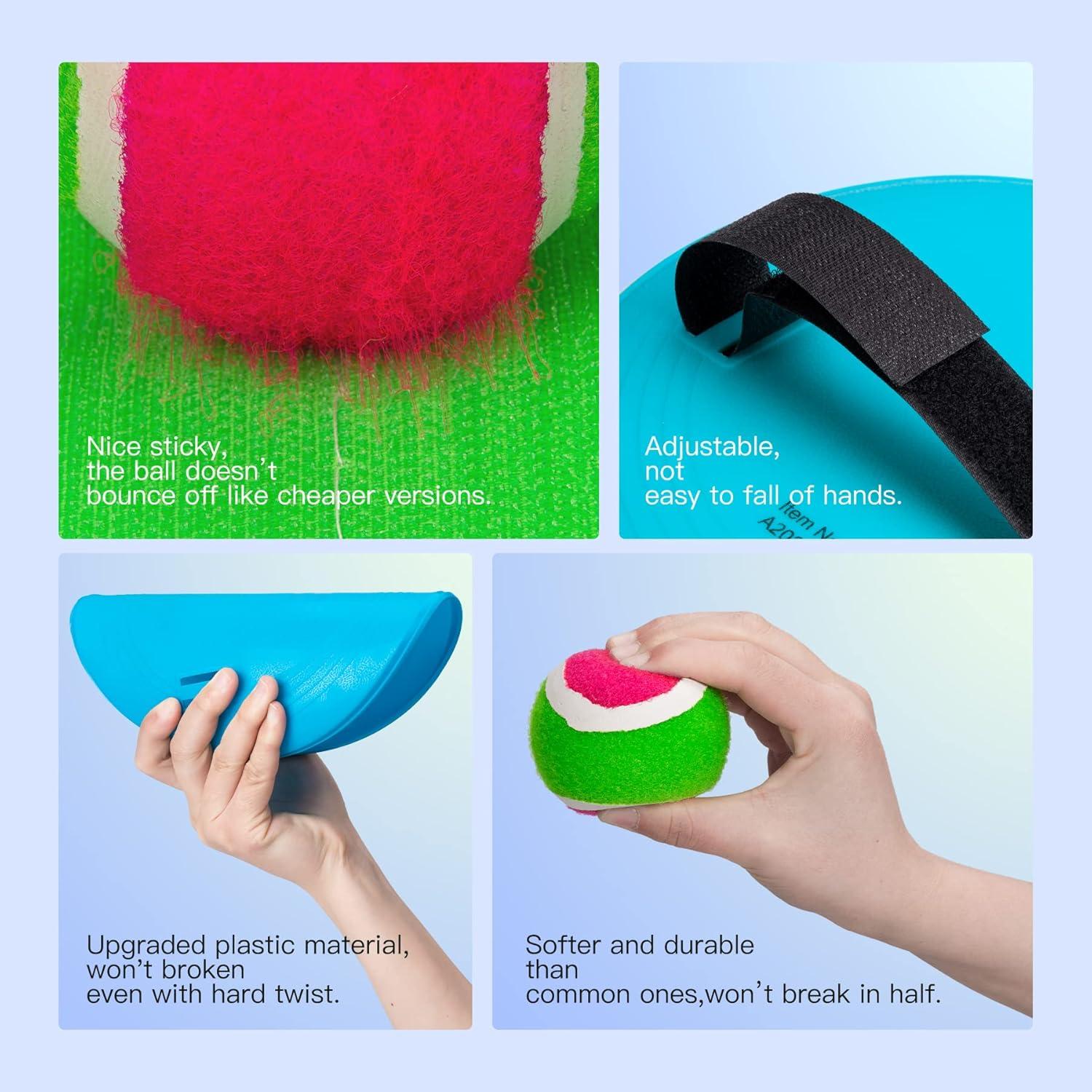 Juego de Lanzar y Atrapar EVERICH 4 Palas y 4 Pelotas