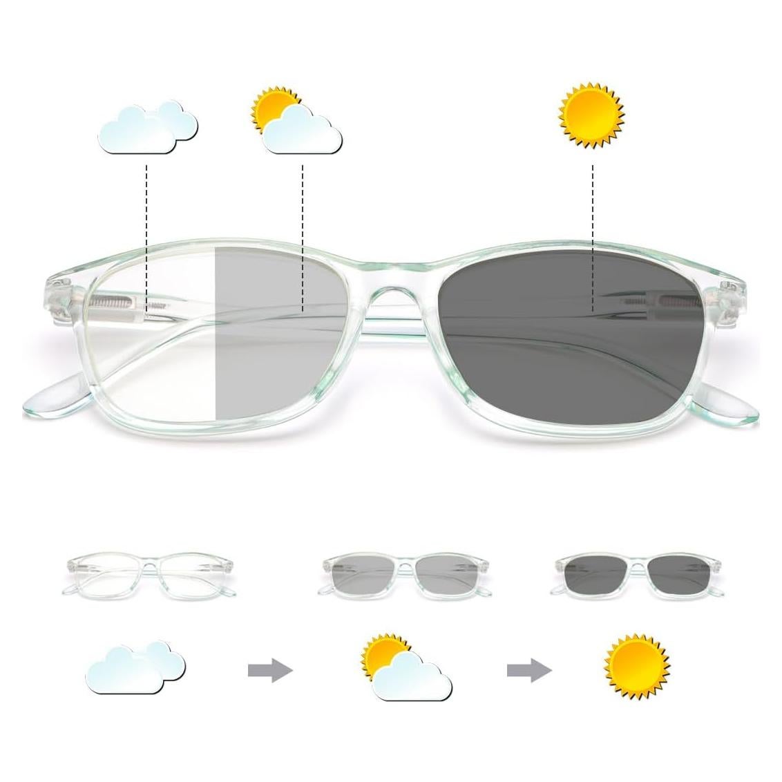 Gafas Fotoquímicas UV400 Miopía Unisex -2.75x Verde