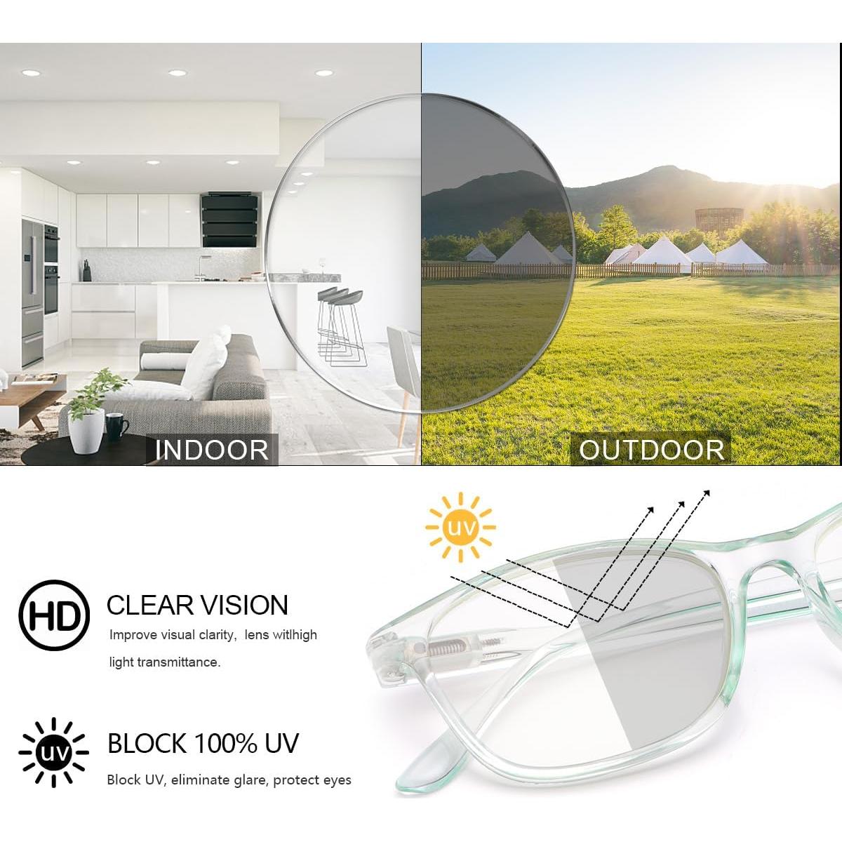 Gafas Fotoquímicas UV400 Miopía Unisex -2.75x Verde