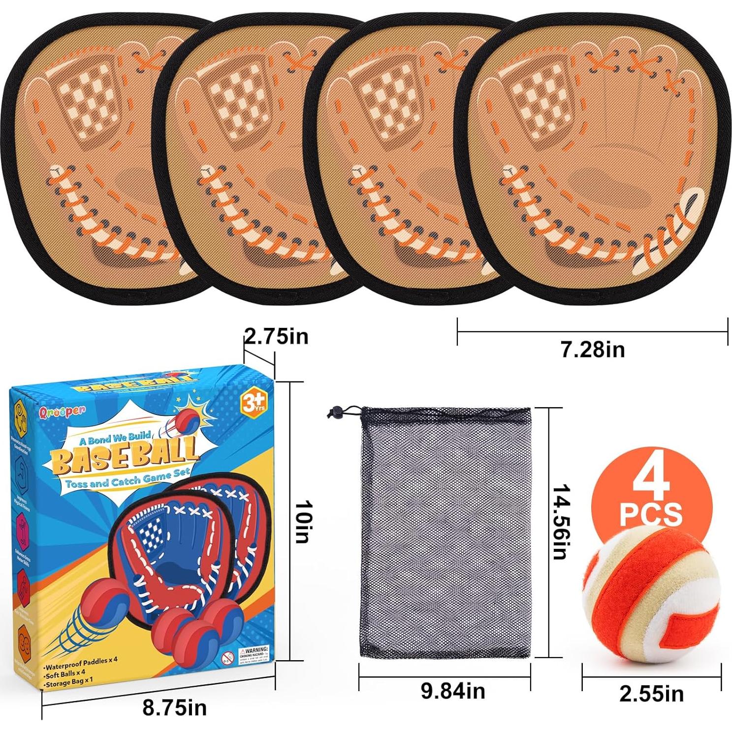 Juego de Lanzar y Atrapar Qrooper 4 Palas 4 Pelotas