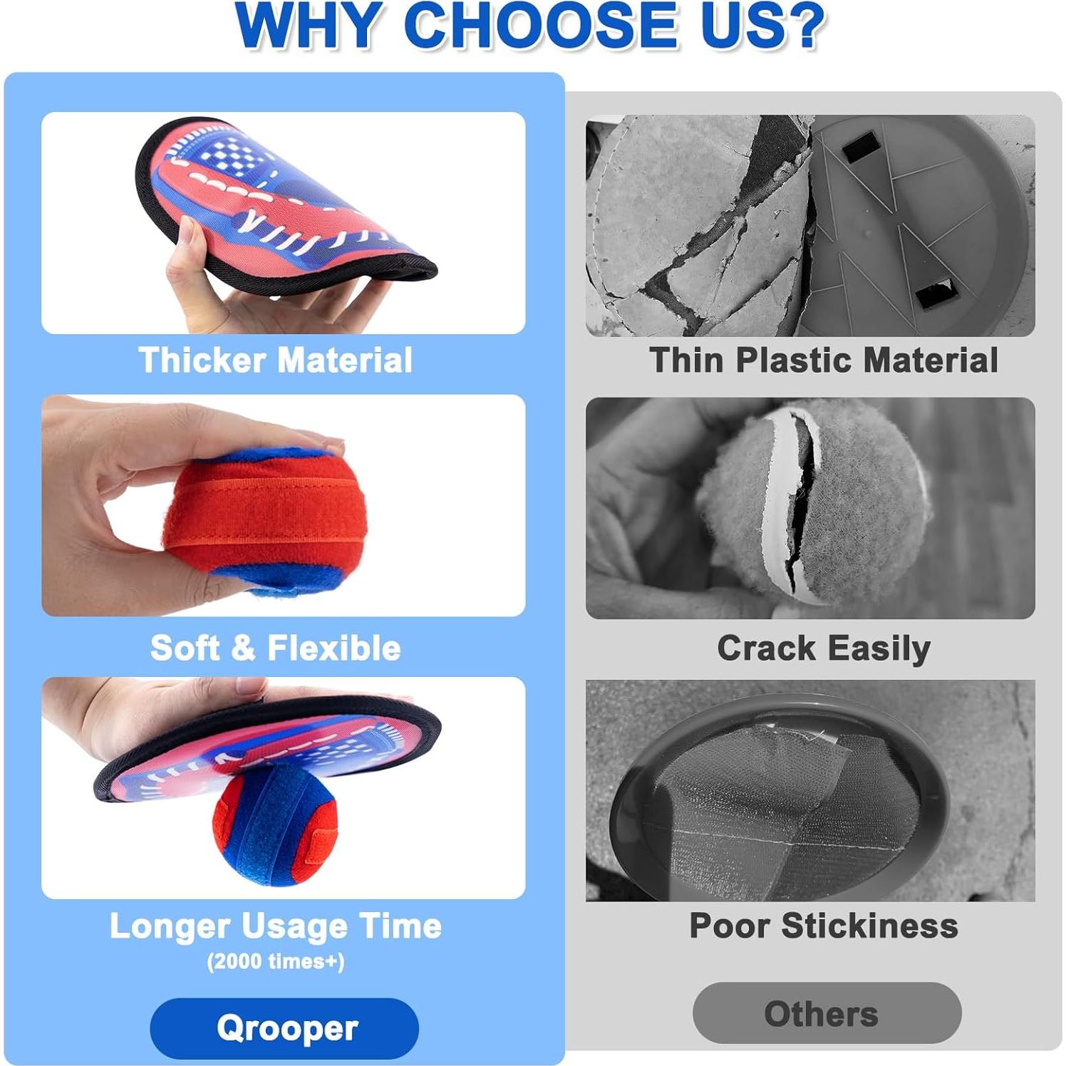 Juego de Lanzar y Atrapar Qrooper 4 Palas 4 Pelotas