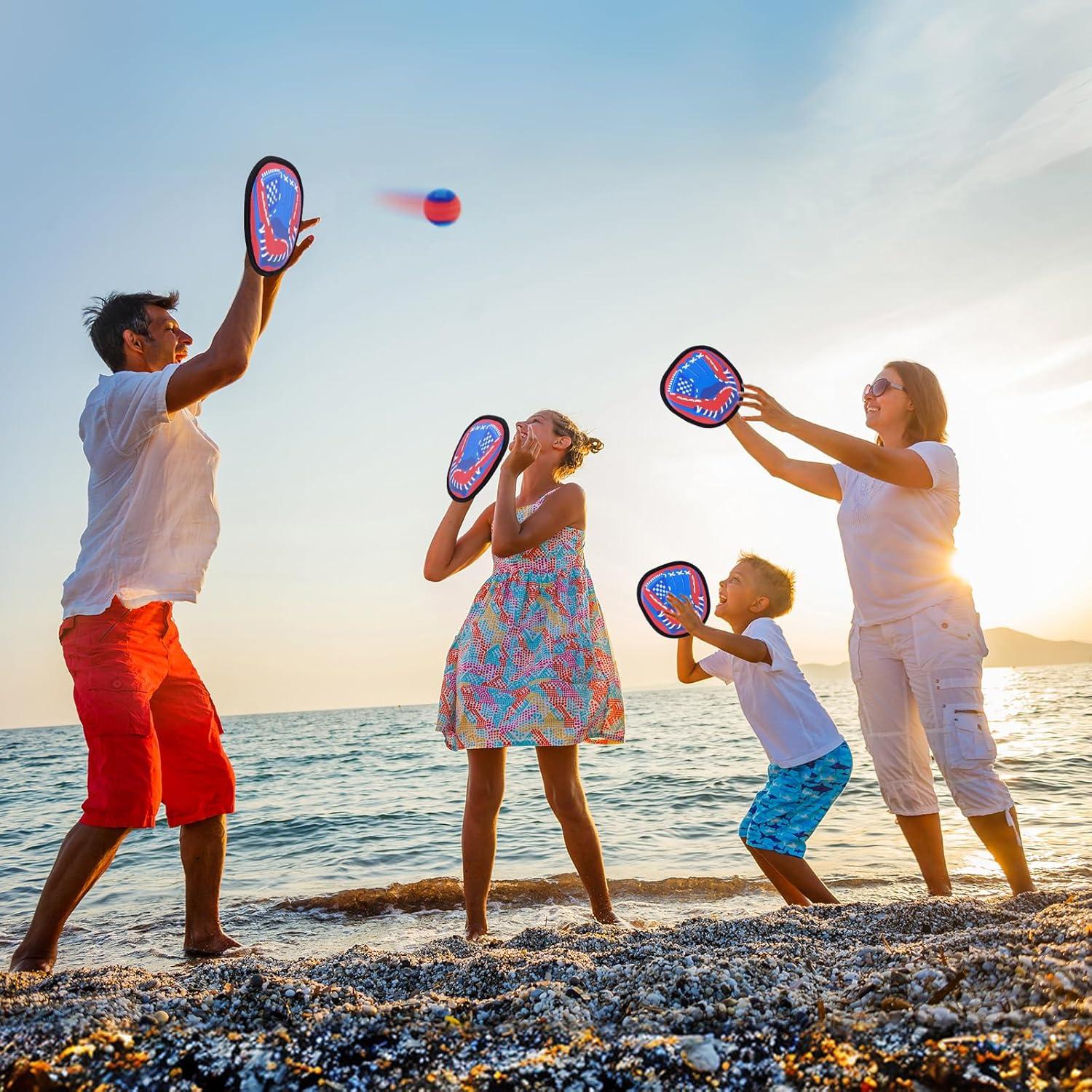 Juego de Lanzar y Atrapar Qrooper 4 Palas 4 Pelotas