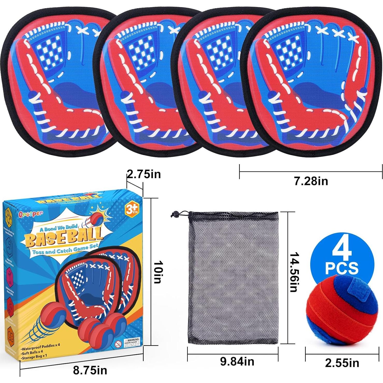 Juego de Lanzar y Atrapar Qrooper 4 Palas 4 Pelotas