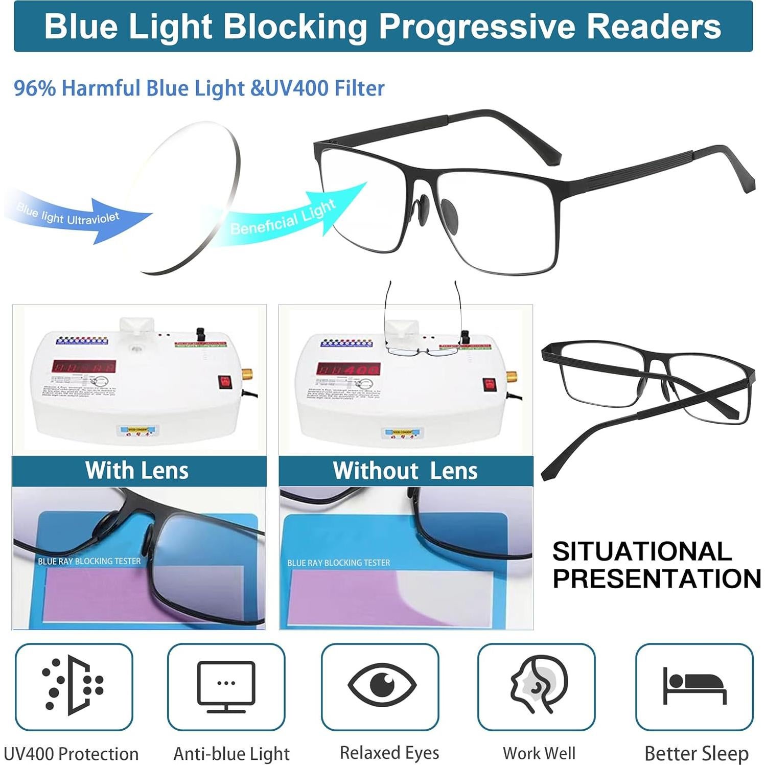 Gafas de lectura multifocales K.LAVER con protección UV400