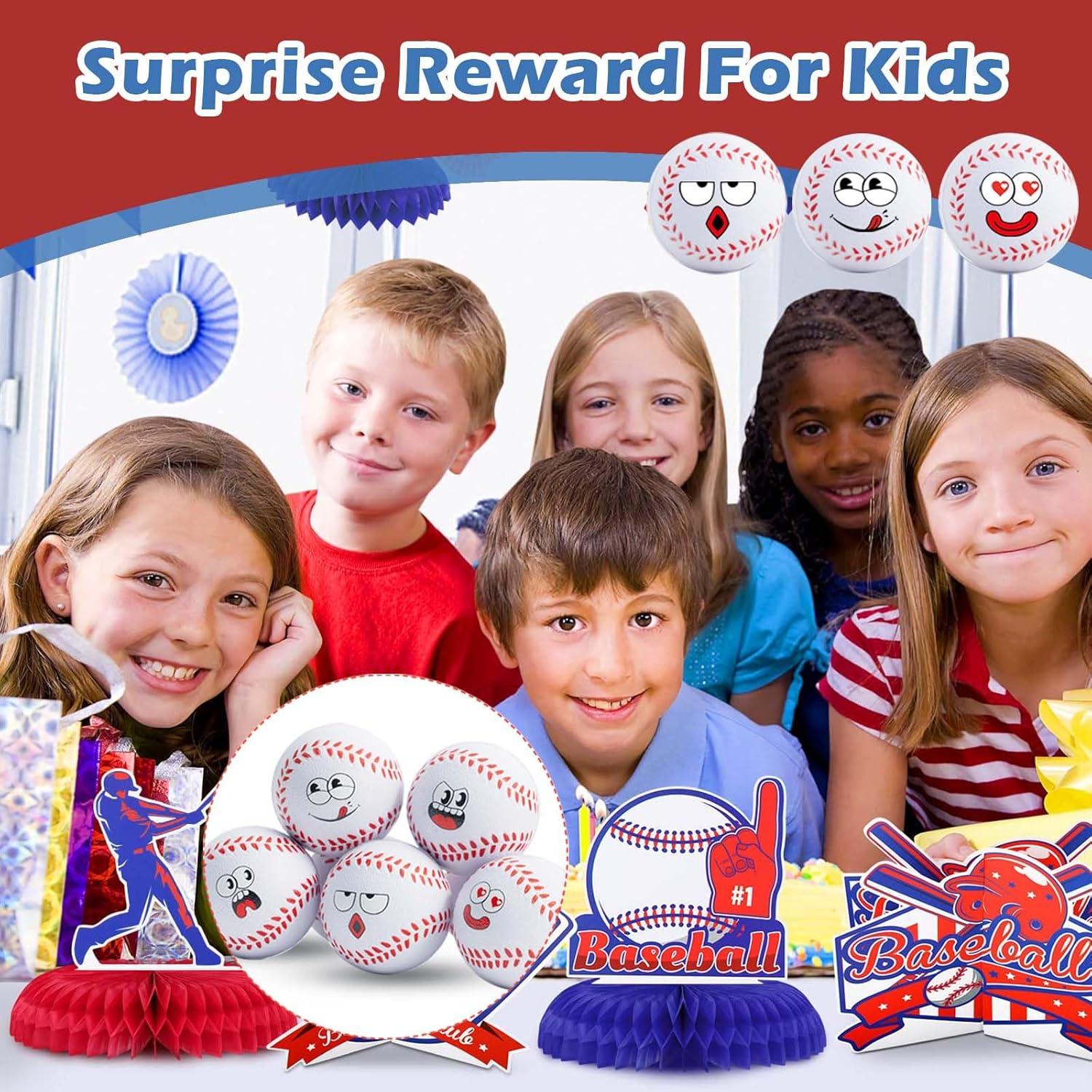 24 Mini Pelotas de Estrés de Béisbol con Caras Divertidas