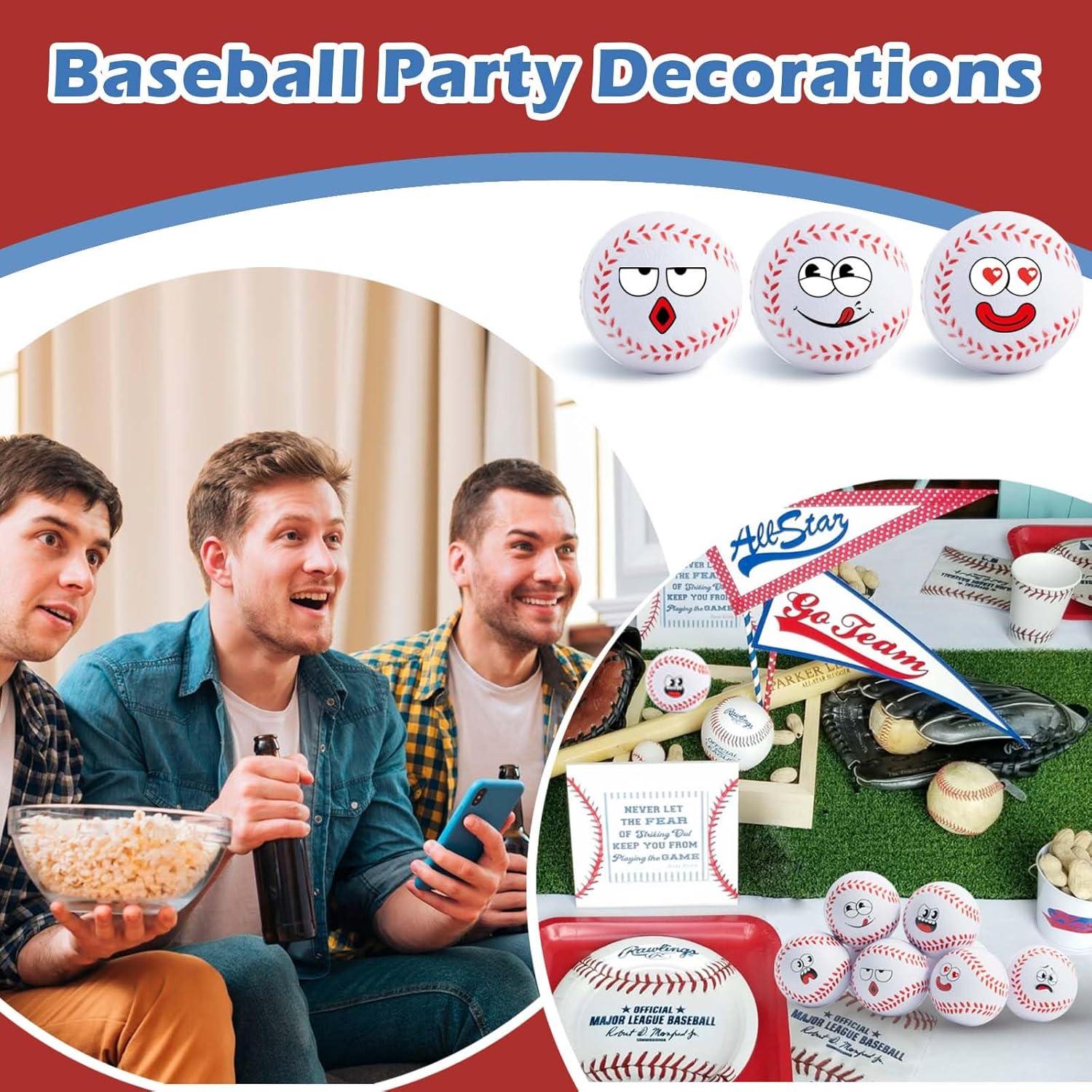 24 Mini Pelotas de Estrés de Béisbol con Caras Divertidas