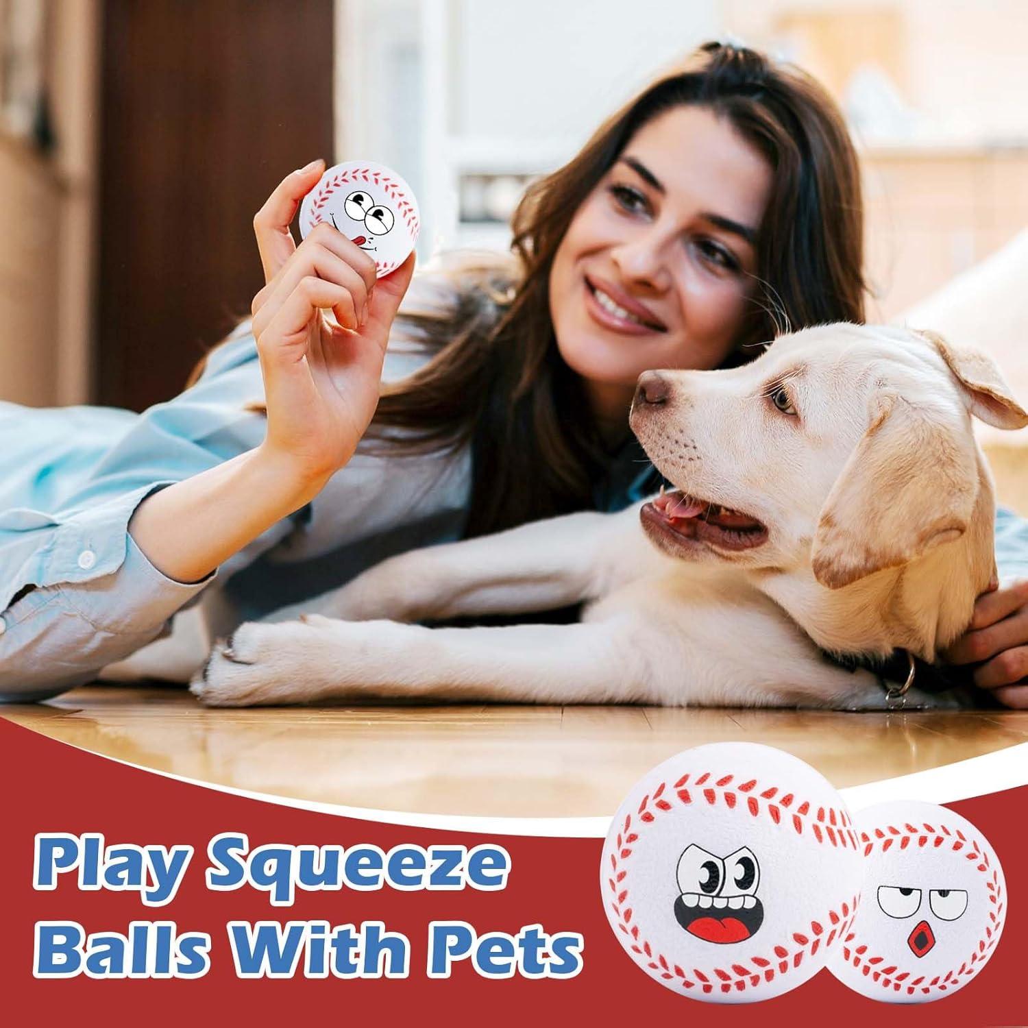 24 Mini Pelotas de Estrés de Béisbol con Caras Divertidas