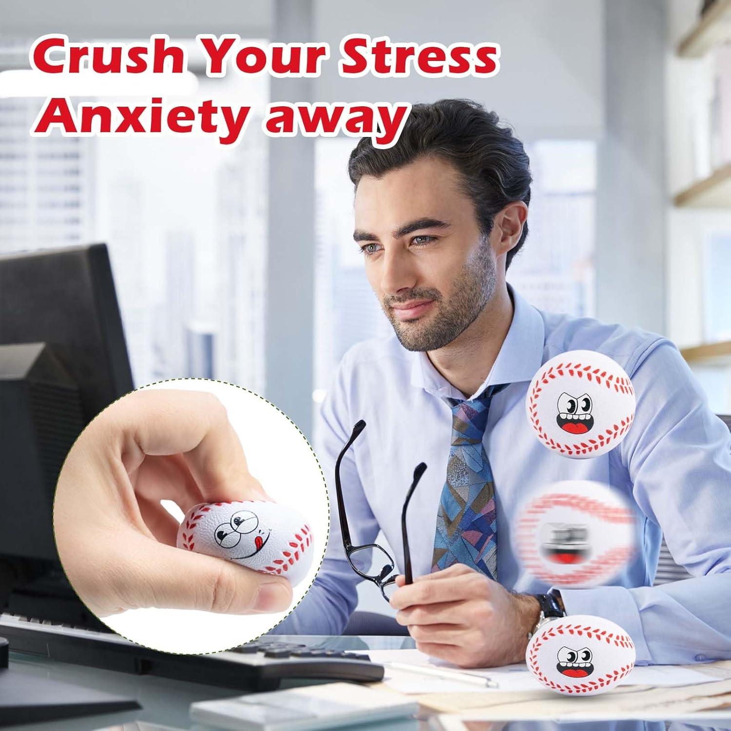 24 Mini Pelotas de Estrés de Béisbol con Caras Divertidas