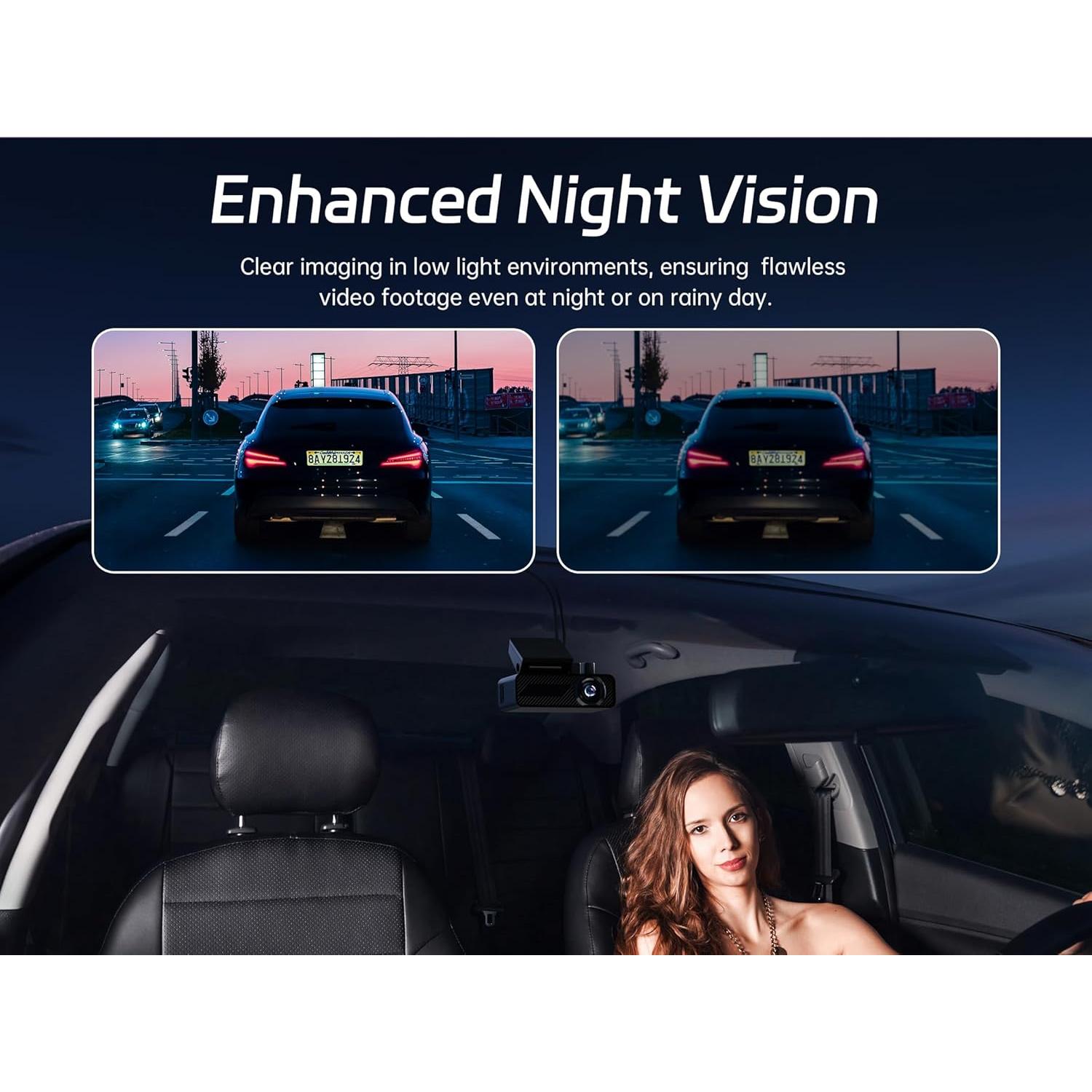 Pelsee P1 Duo 4K Dash Cam Front and Rear, 64GB SD Card, 4K+1080P Dual Dash Camera for Cars, Wi-Fi & App Control, 1.5’’IPS Display Car Camera, Voice Control, Night Vision, 24H Parking Mode, G-Sensor