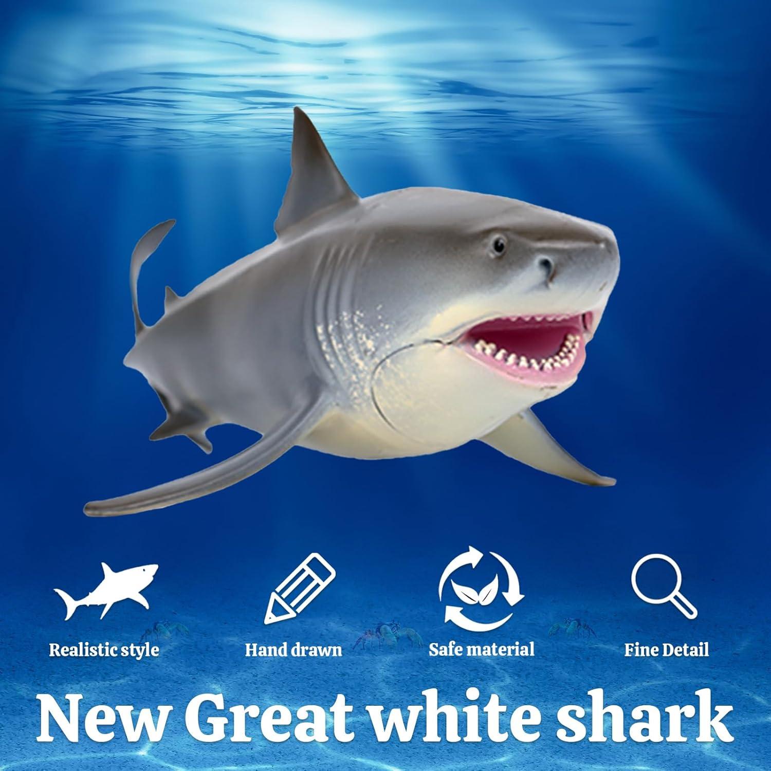 Juguete tiburón blanco EOIVSH 18.5 cm figura realista