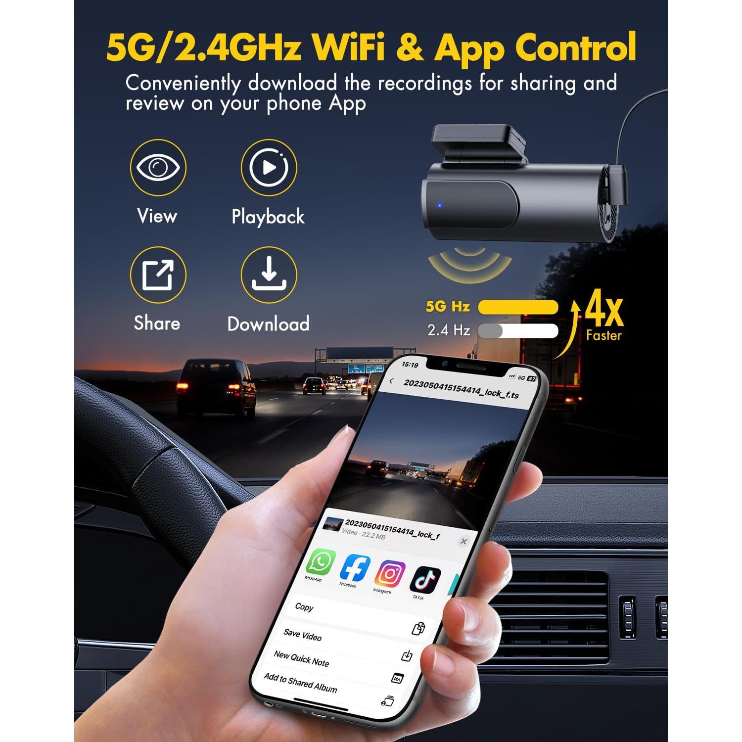 Cámara Dash GKU D600 Doble 4K+1080P con WiFi y G-Sensor