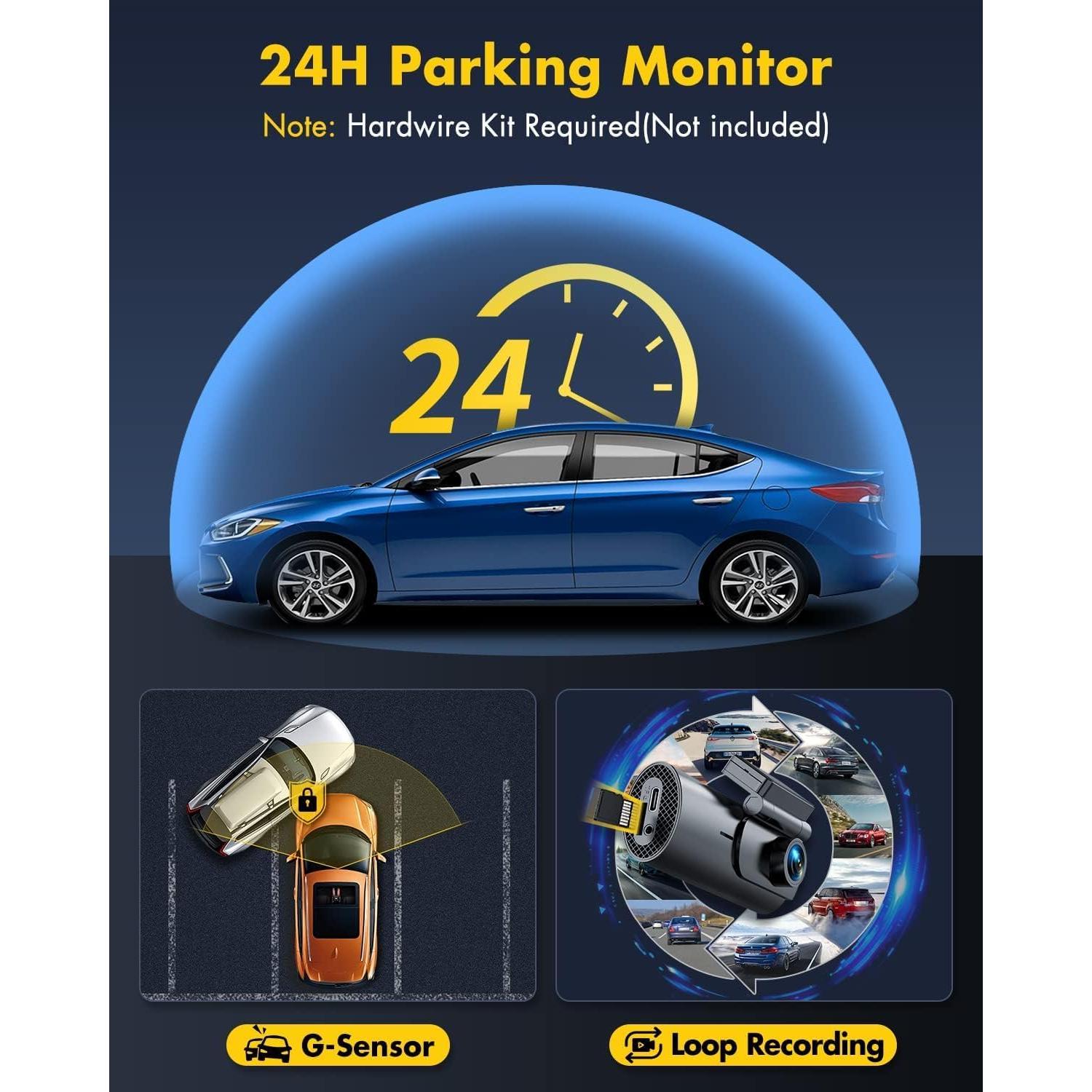 Cámara Dash GKU D600 Doble 4K+1080P con WiFi y G-Sensor