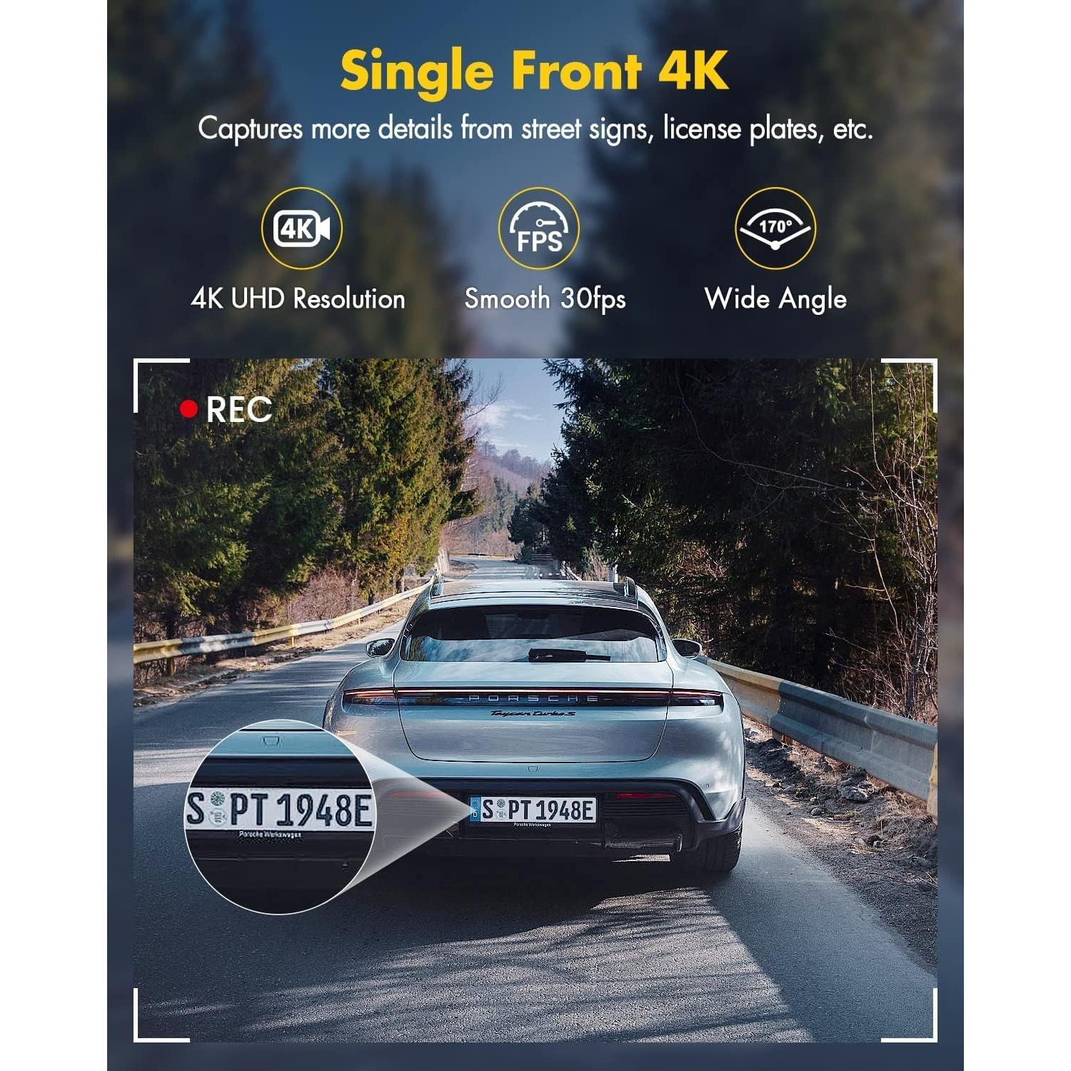 Cámara Dash GKU D600 Doble 4K+1080P con WiFi y G-Sensor