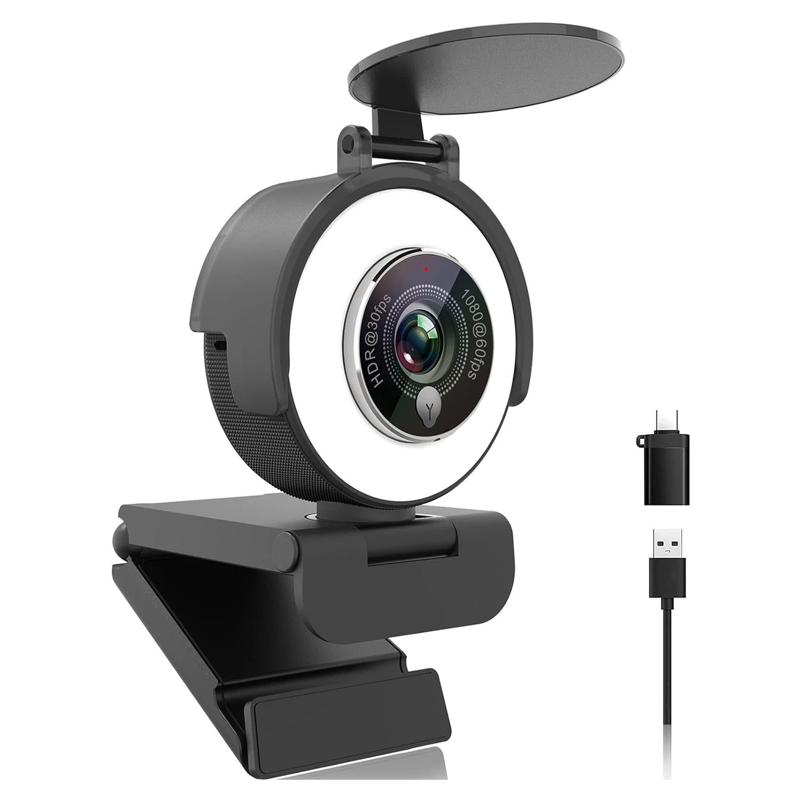 Cámara Web Angetube 967Pro 1080p con Luz Anular y Micrófono