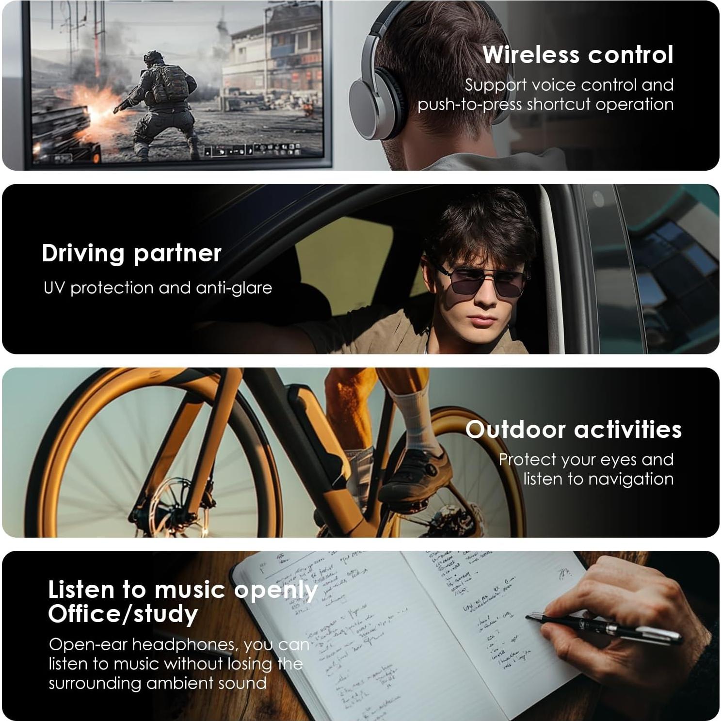 Gafas Inteligentes GetD Polarizadas Gris Oscuro con Bluetooth