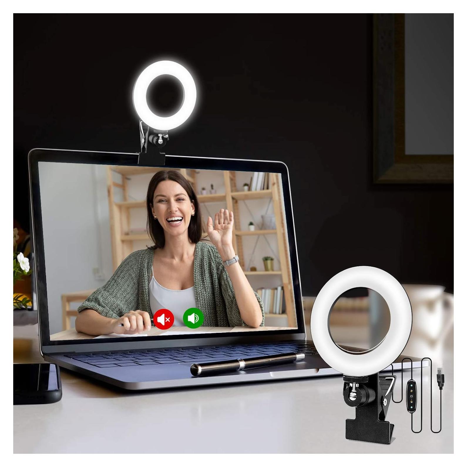 Video Conference Lighting Kit, Ring Light for Monitor Clip On,for Remote Working, Distance Learning,Zoom Call, Self Broadcasting and Live Streaming, Computer Laptop Video Conferencing