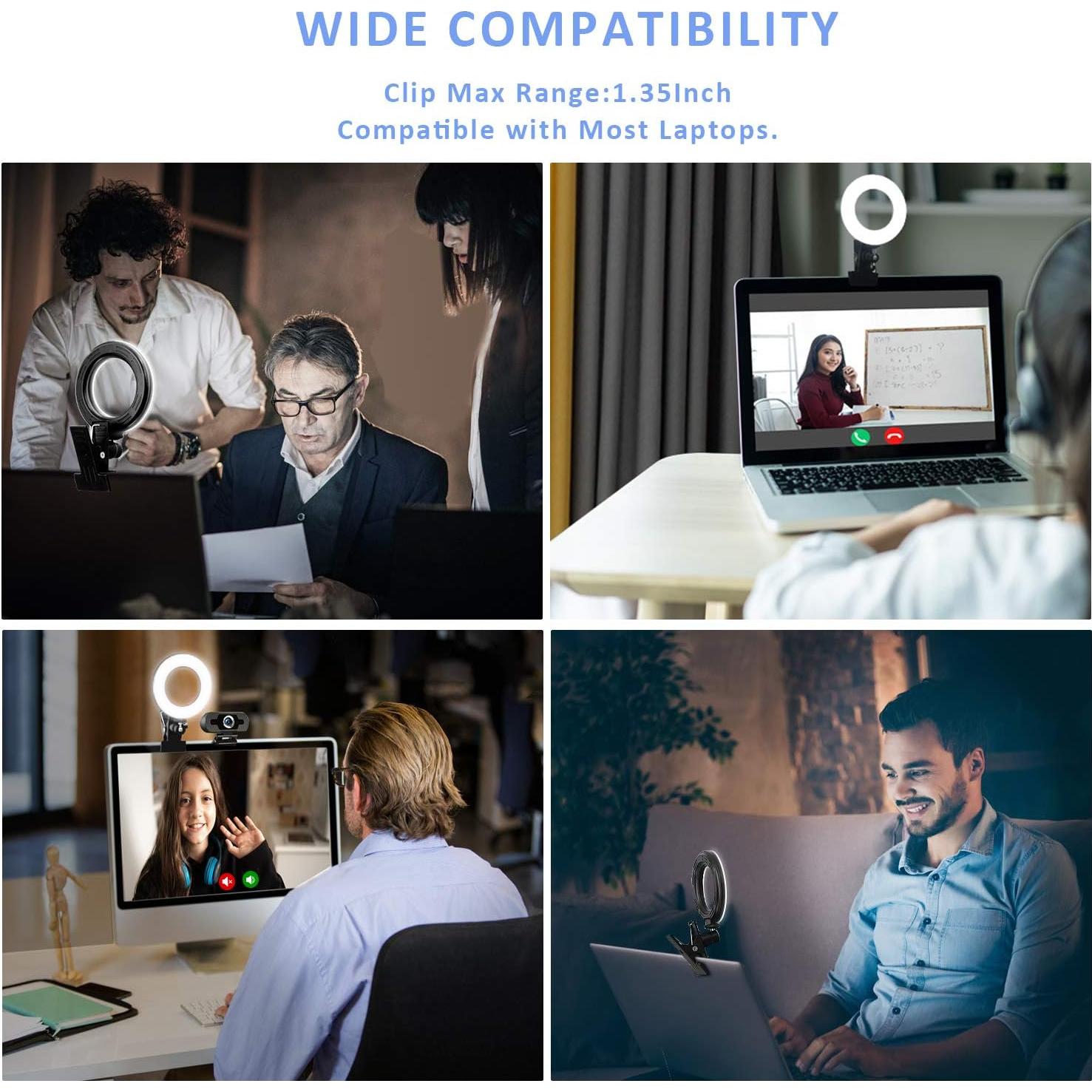 Video Conference Lighting Kit, Ring Light for Monitor Clip On,for Remote Working, Distance Learning,Zoom Call, Self Broadcasting and Live Streaming, Computer Laptop Video Conferencing