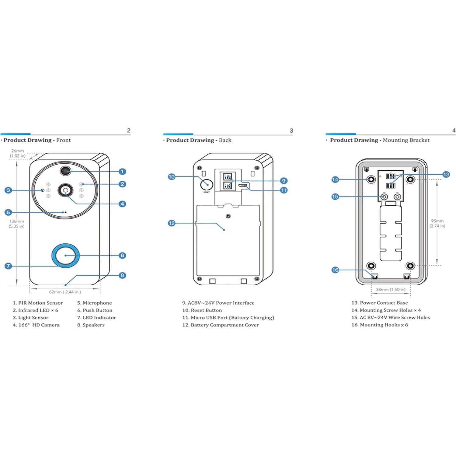 Timbre Inteligente QT VDB10 HD 1080P con Visión Nocturna