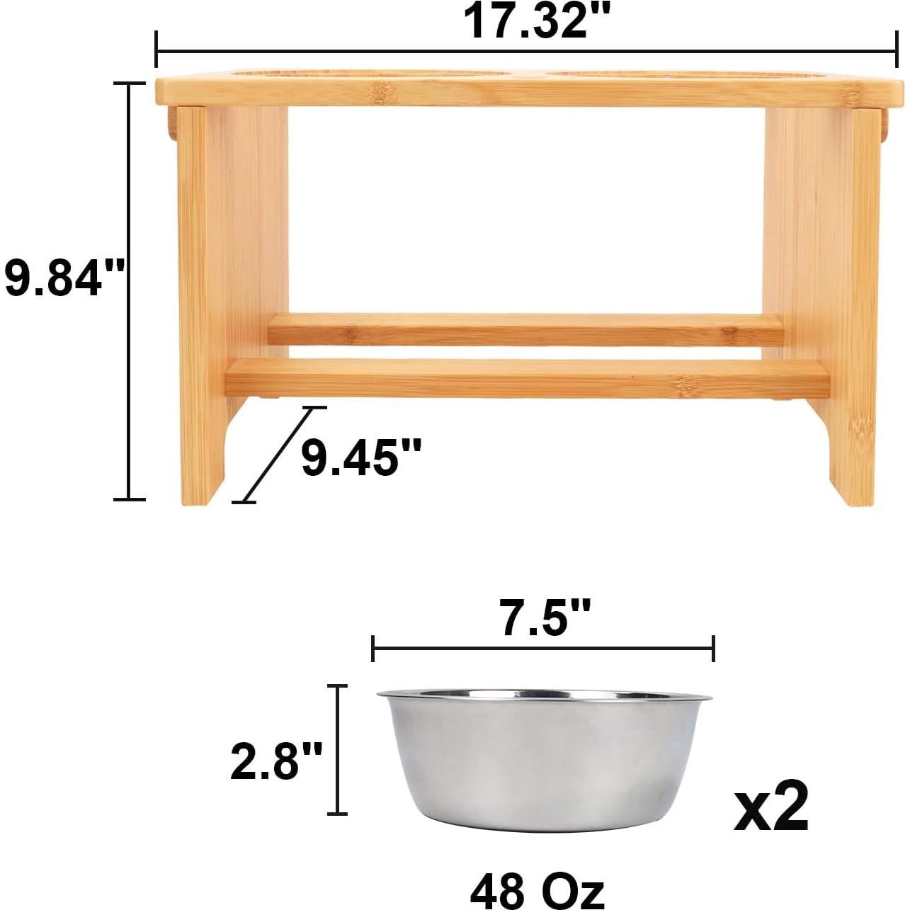 Soporte Elevado para Perros WYHTB con 2 Cuencos de Acero