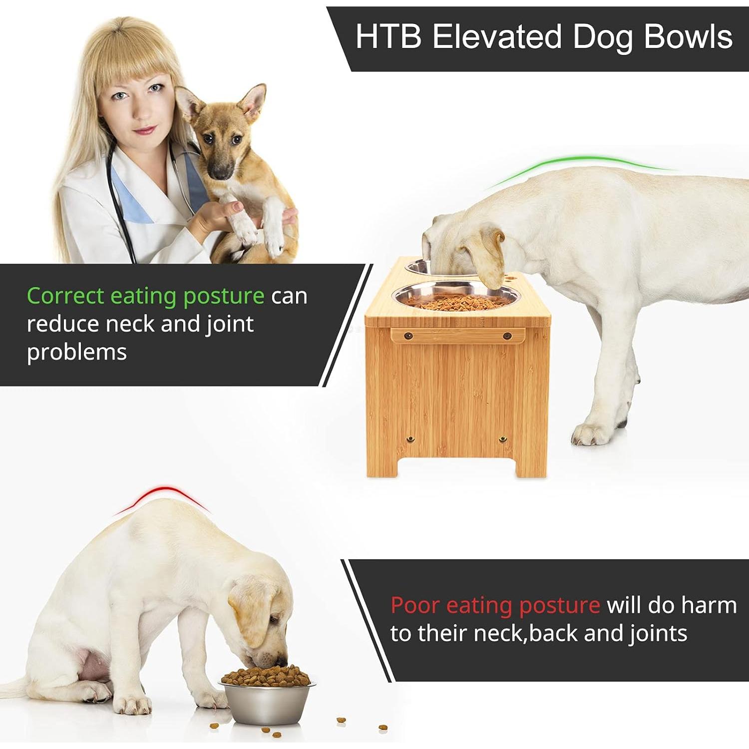 Soporte Elevado para Perros WYHTB con 2 Cuencos de Acero