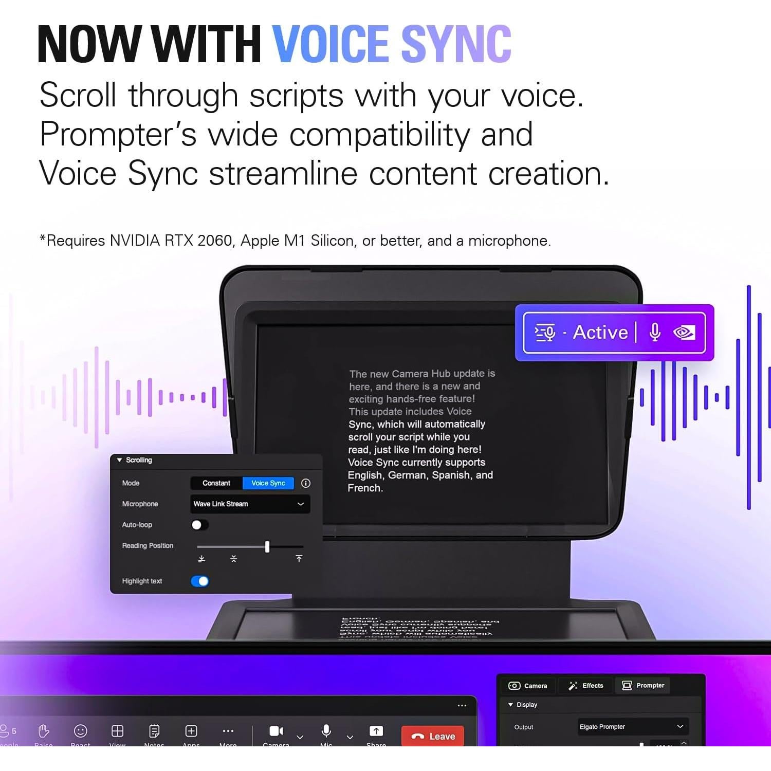 Elgato Prompter – Teleprompter with Built-in Screen for YouTube, Twitch, Zoom, MS Teams and more, Supports DSLR/Webcam/Smartphone, Drag & Drop Monitor Display, Works with Mac/PC & Stream Deck