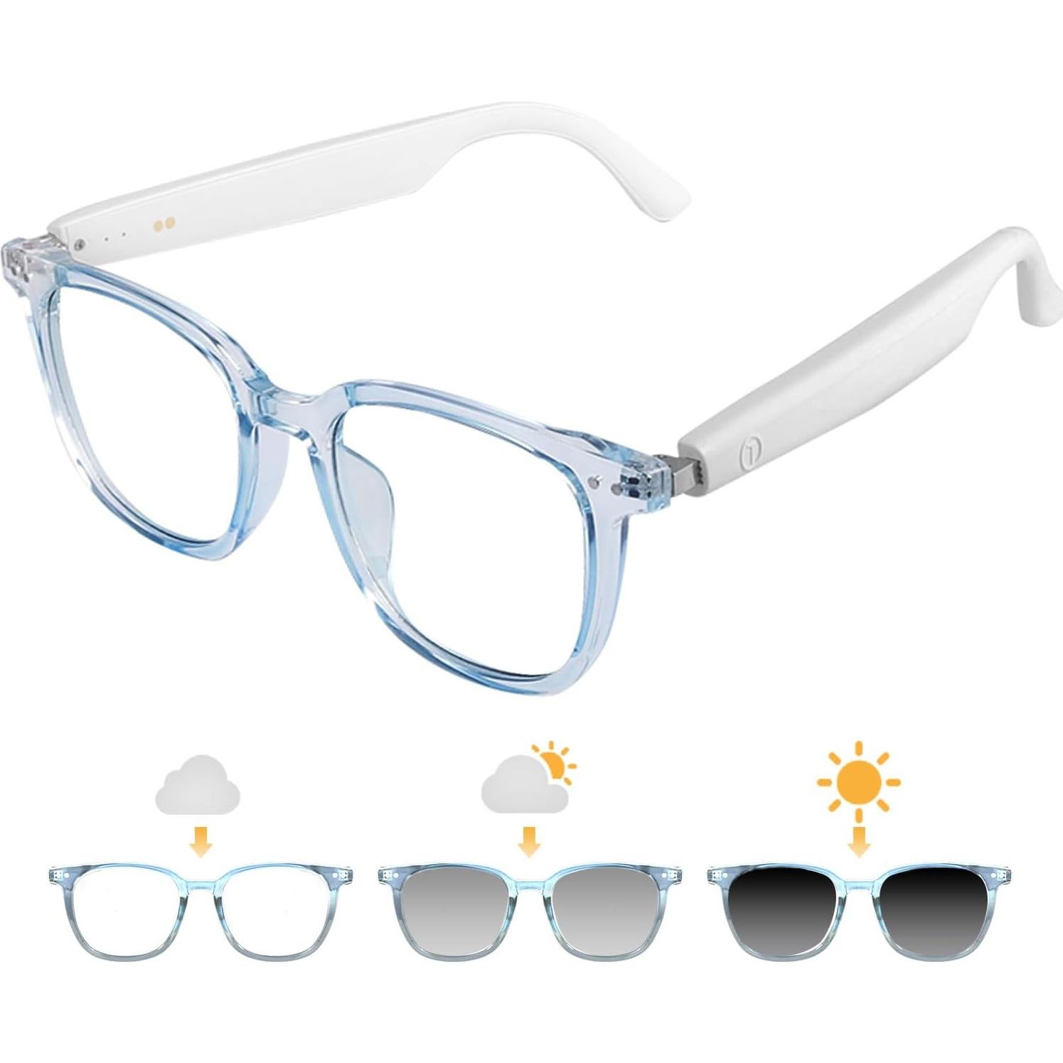 Gafas Inteligentes Bluetooth GS07 Azul con Lentes Fotocromáticas