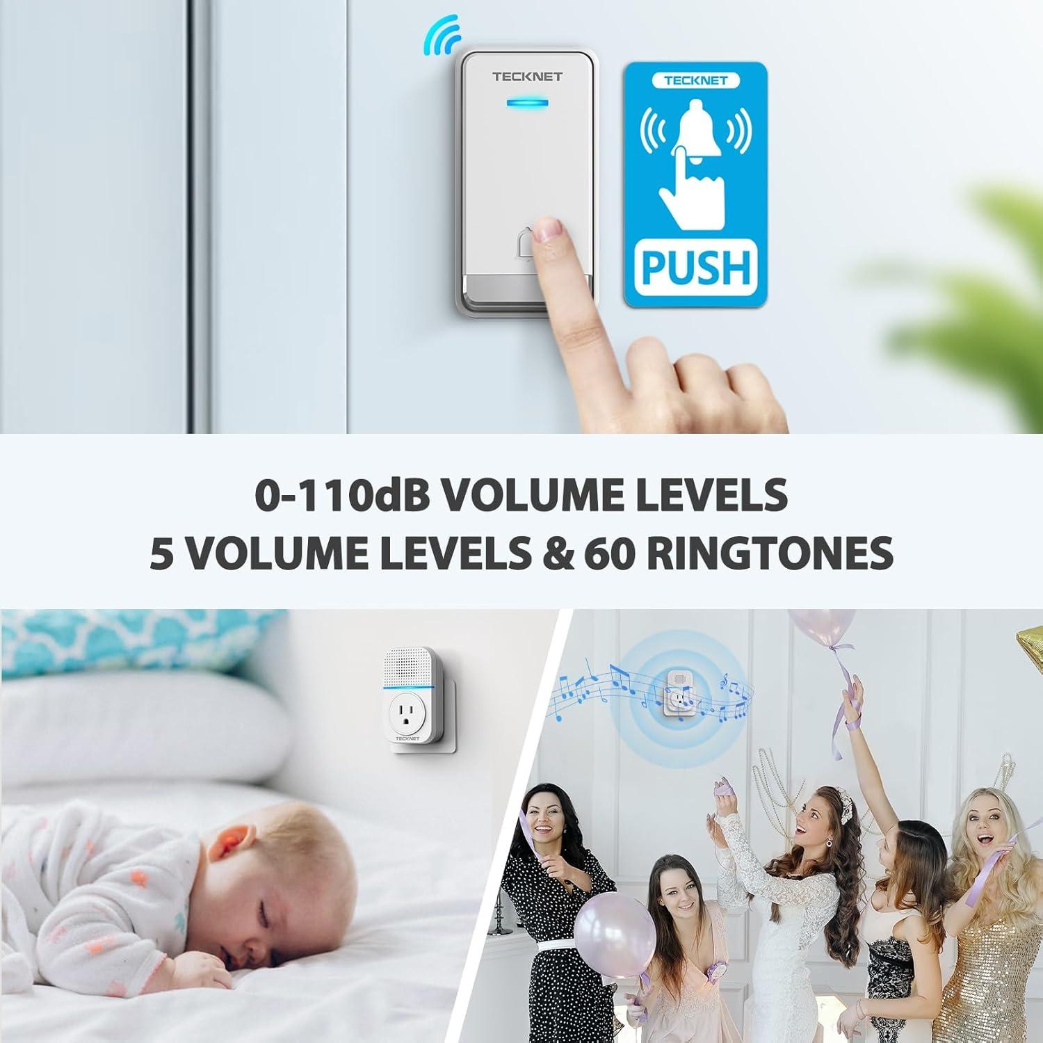 Timbre Inalámbrico TECKNET TK-WD003 400m Autoalimentado