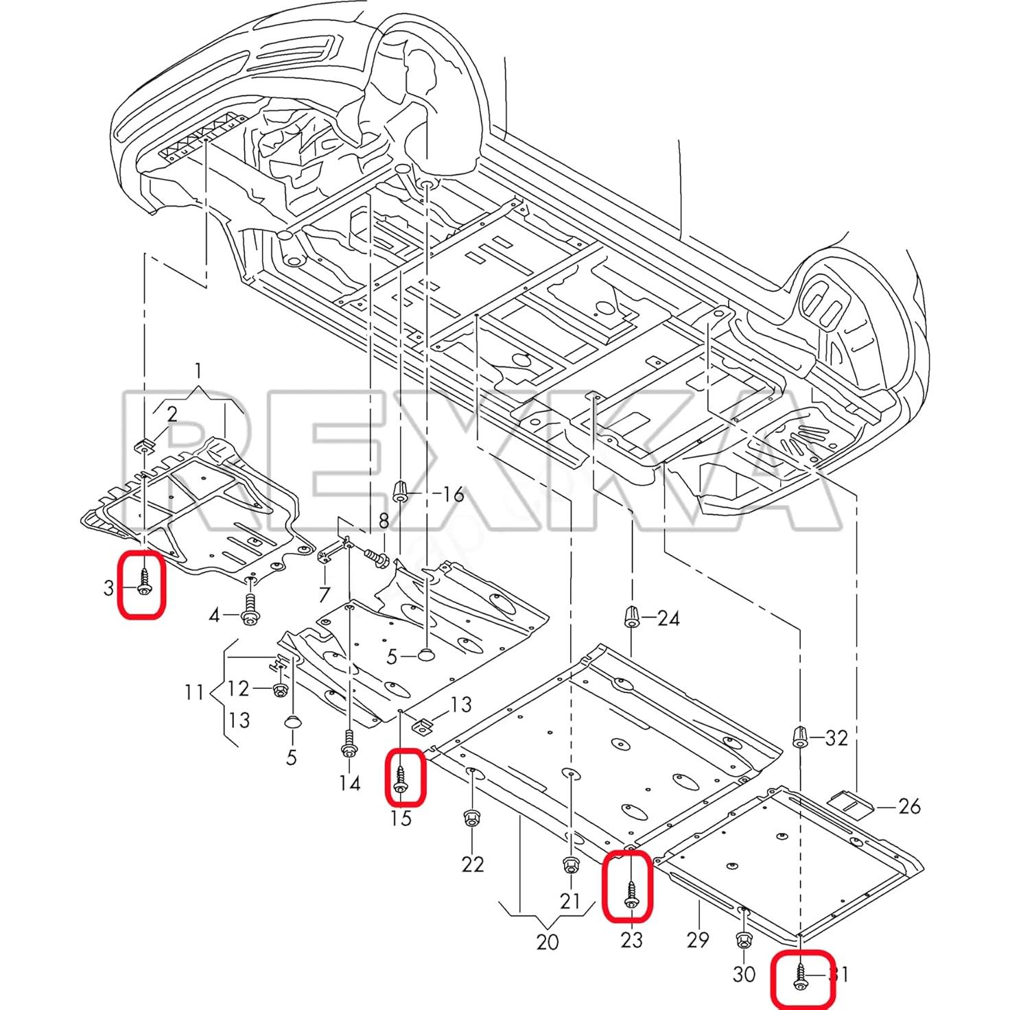 Tornillos de Guardabarros Rexka 30pcs M5x16mm para Audi y VW