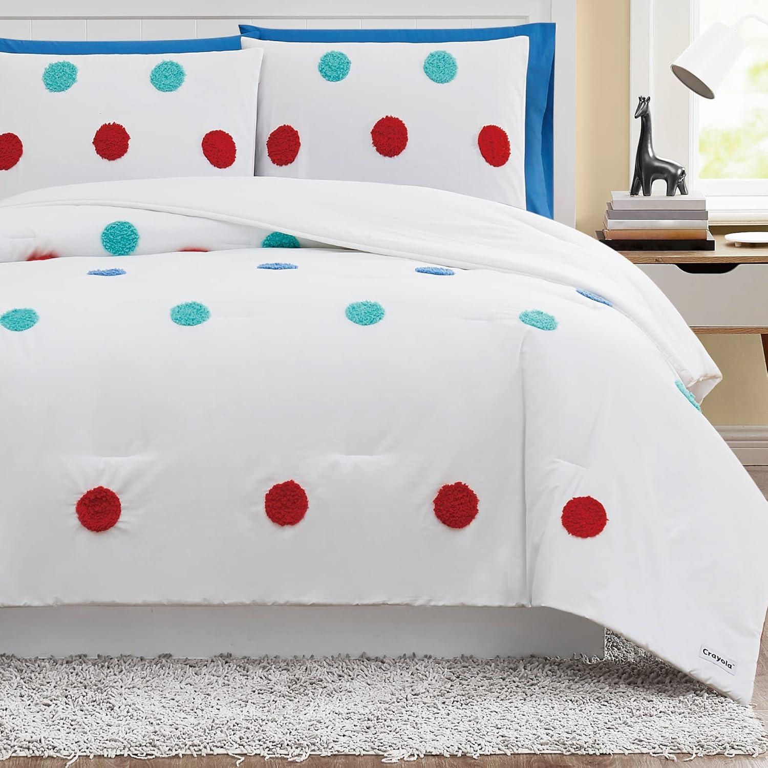 Conjunto Edredón Crayola Fuzzy Dot 3 Piezas Cama Queen