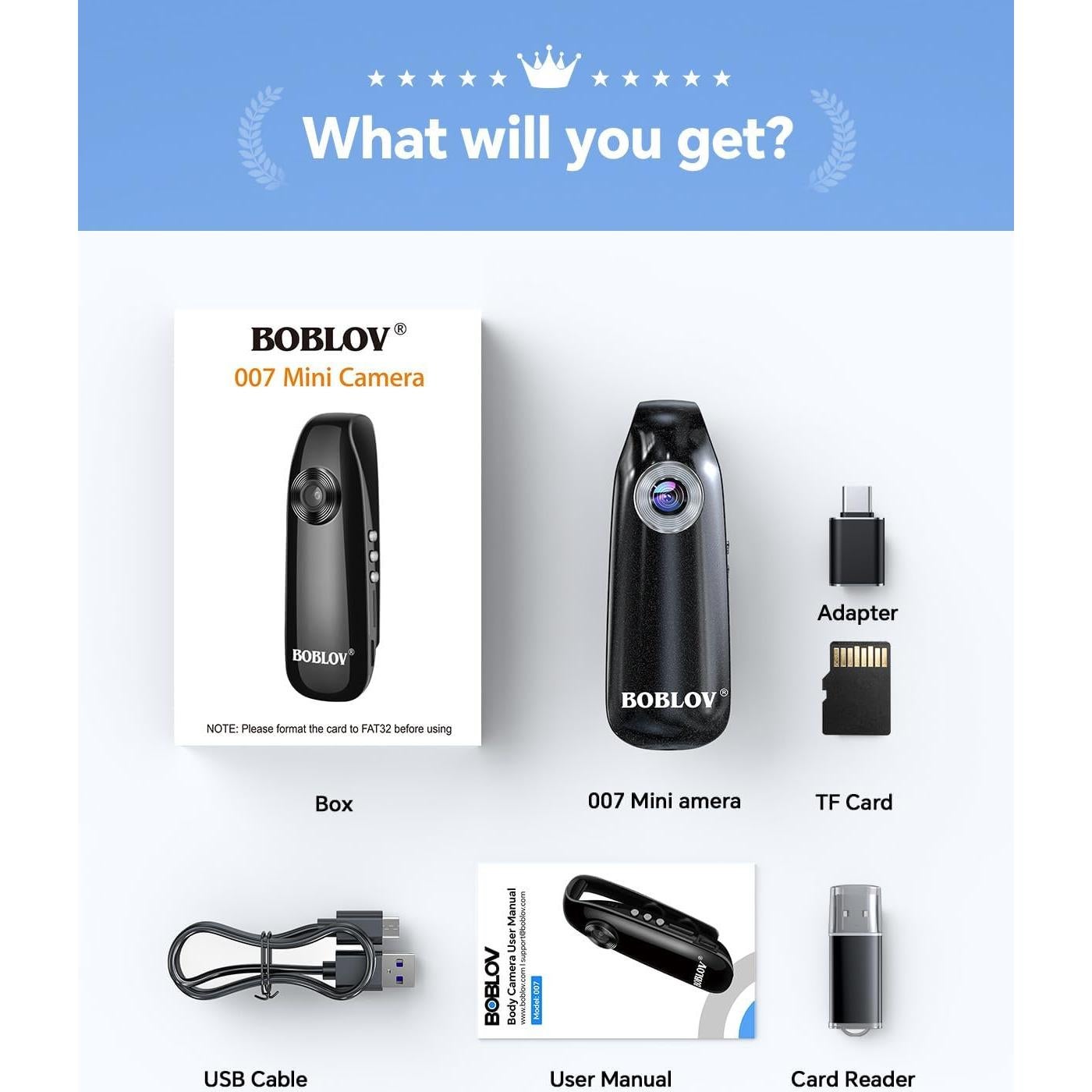 Cámara Corporal BOBLOV 007 Mini 64GB 1080P Portátil