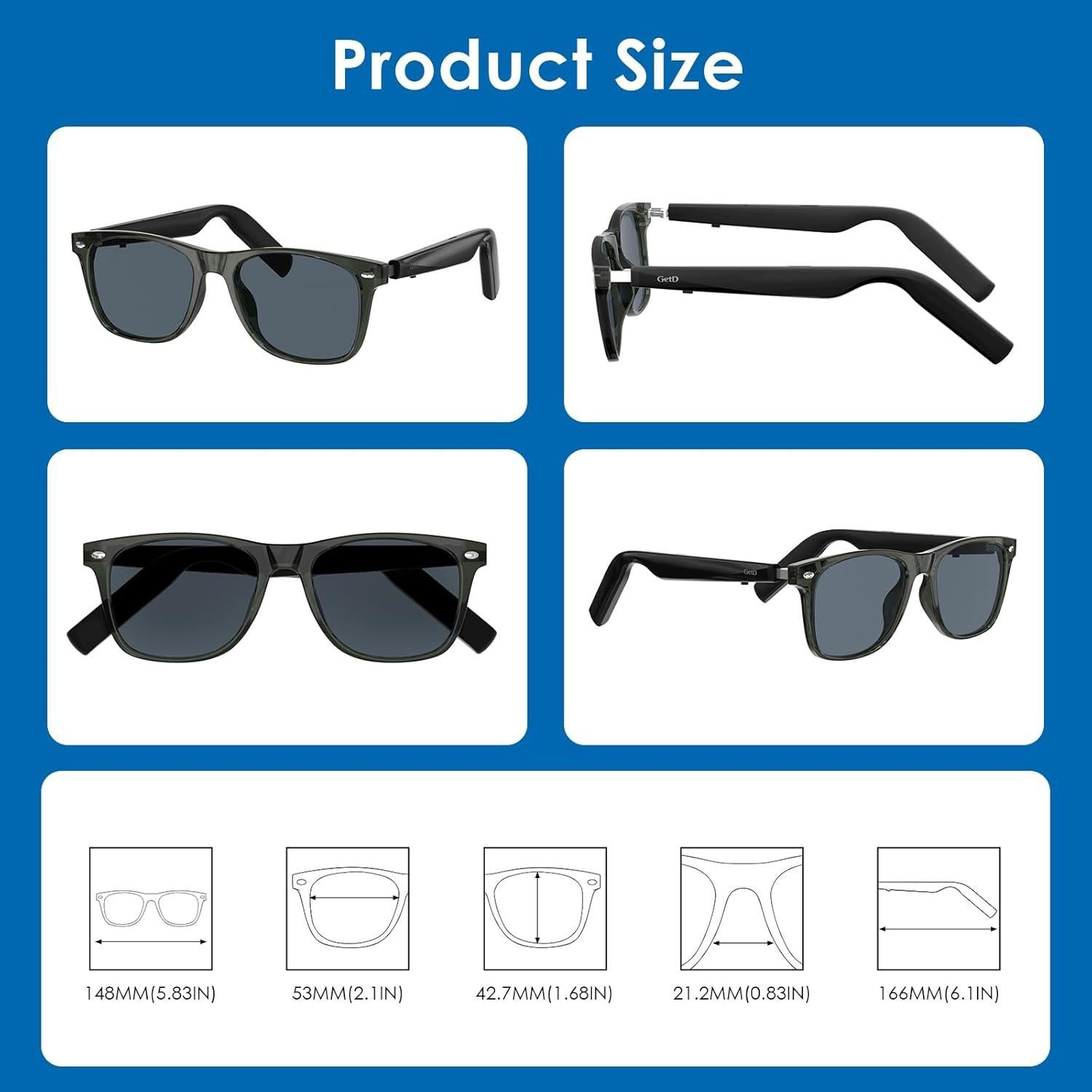 Gafas de sol inteligentes GetD con Bluetooth y traducción AI