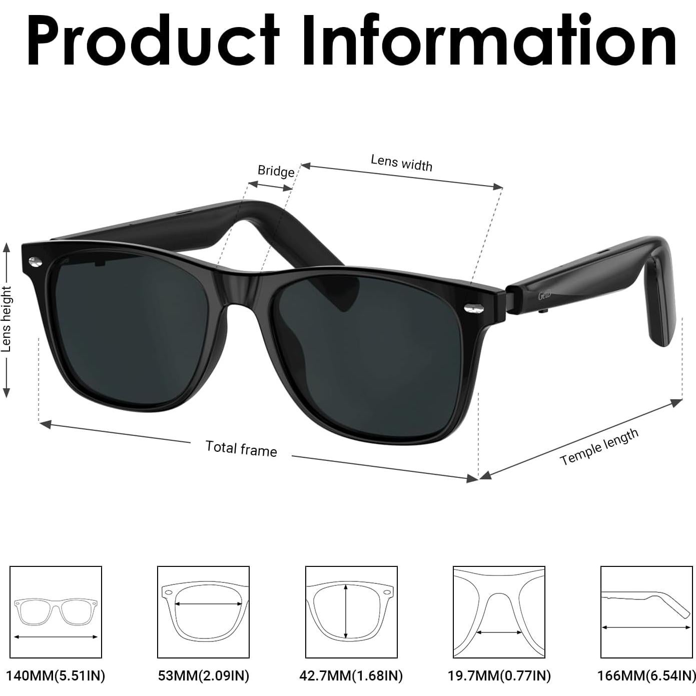 Gafas de sol inteligentes GetD con Bluetooth y traducción AI