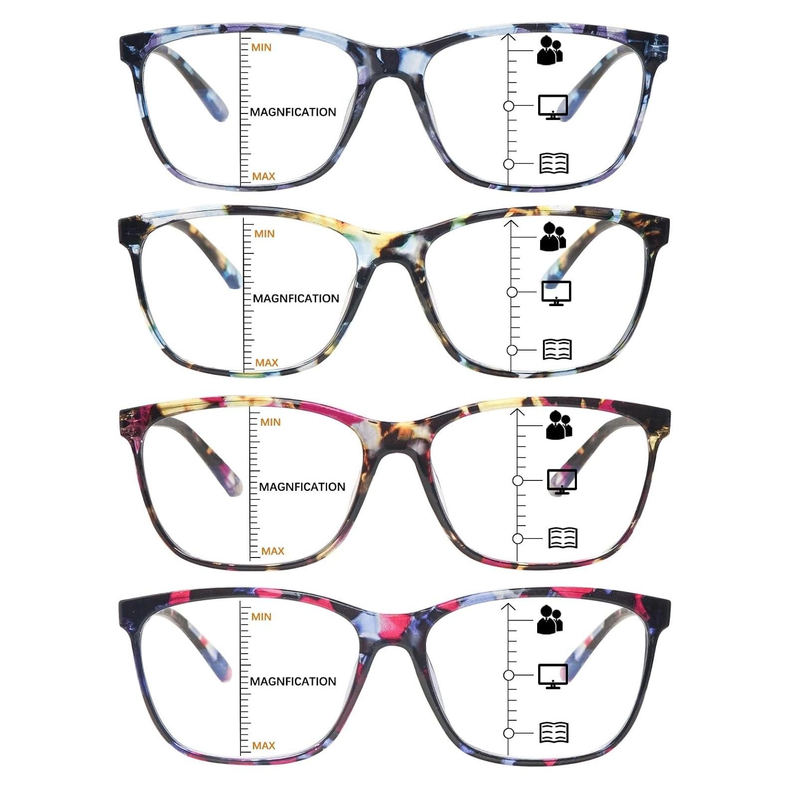 Gafas de lectura progresivas COJWIS 4 en 1 con luz azul