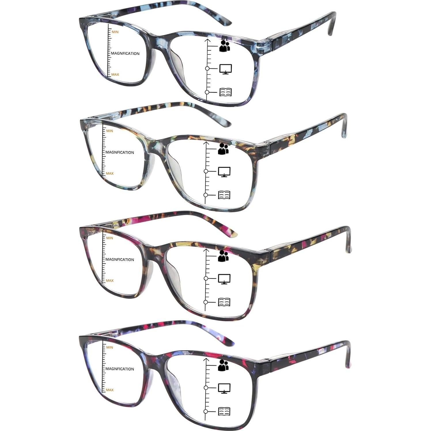 Gafas de lectura progresivas COJWIS 4 en 1 con luz azul