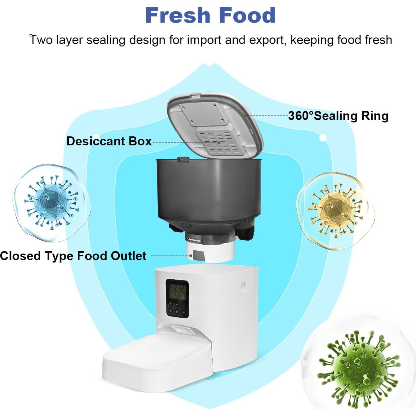 Dispensador Automático de Comida para Gatos ANDOLL 4L Blanco