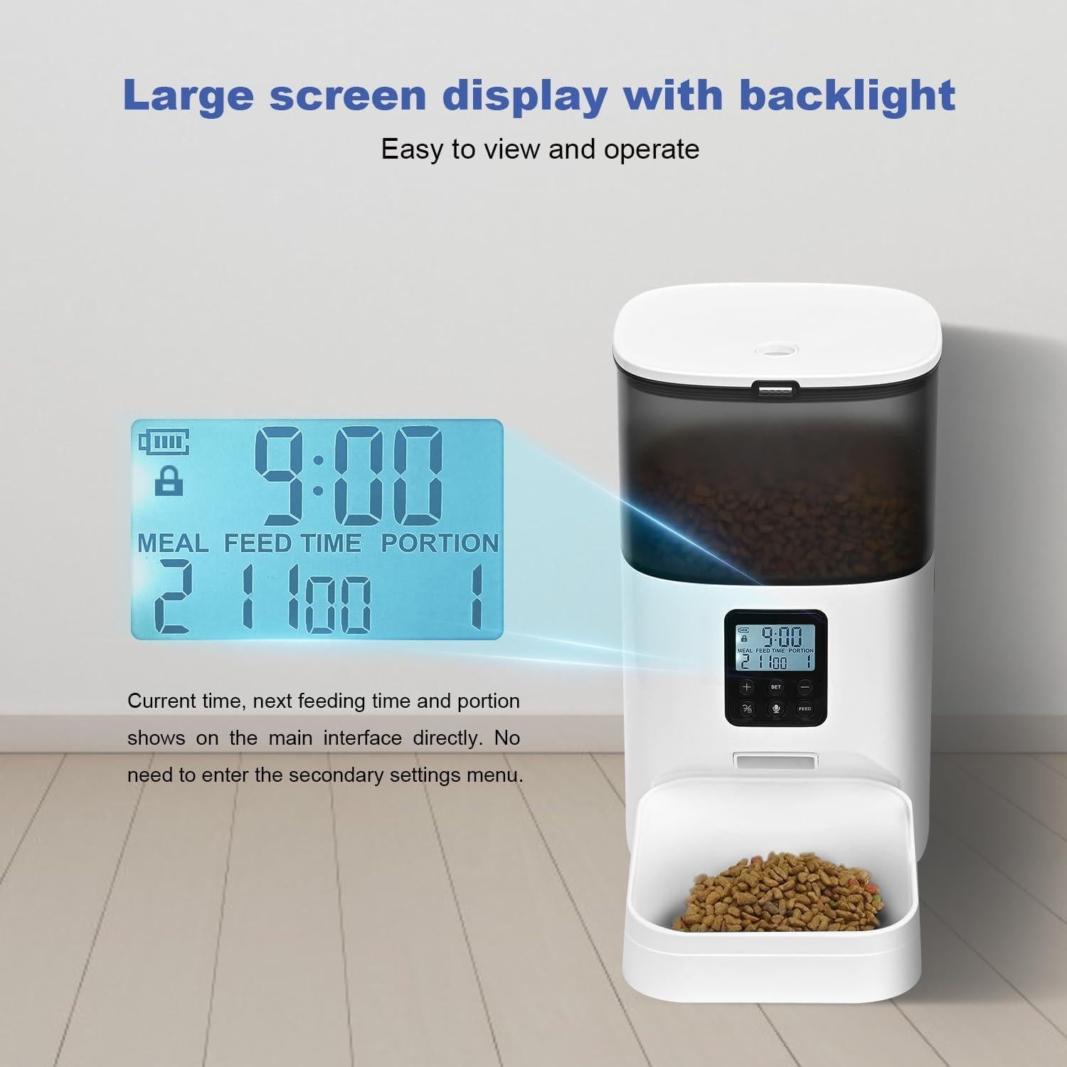 Dispensador Automático de Comida para Gatos ANDOLL 4L Blanco