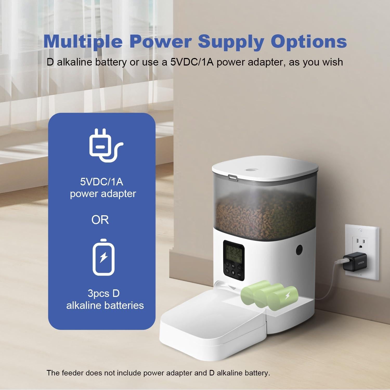 Dispensador Automático de Comida para Gatos ANDOLL 4L Blanco