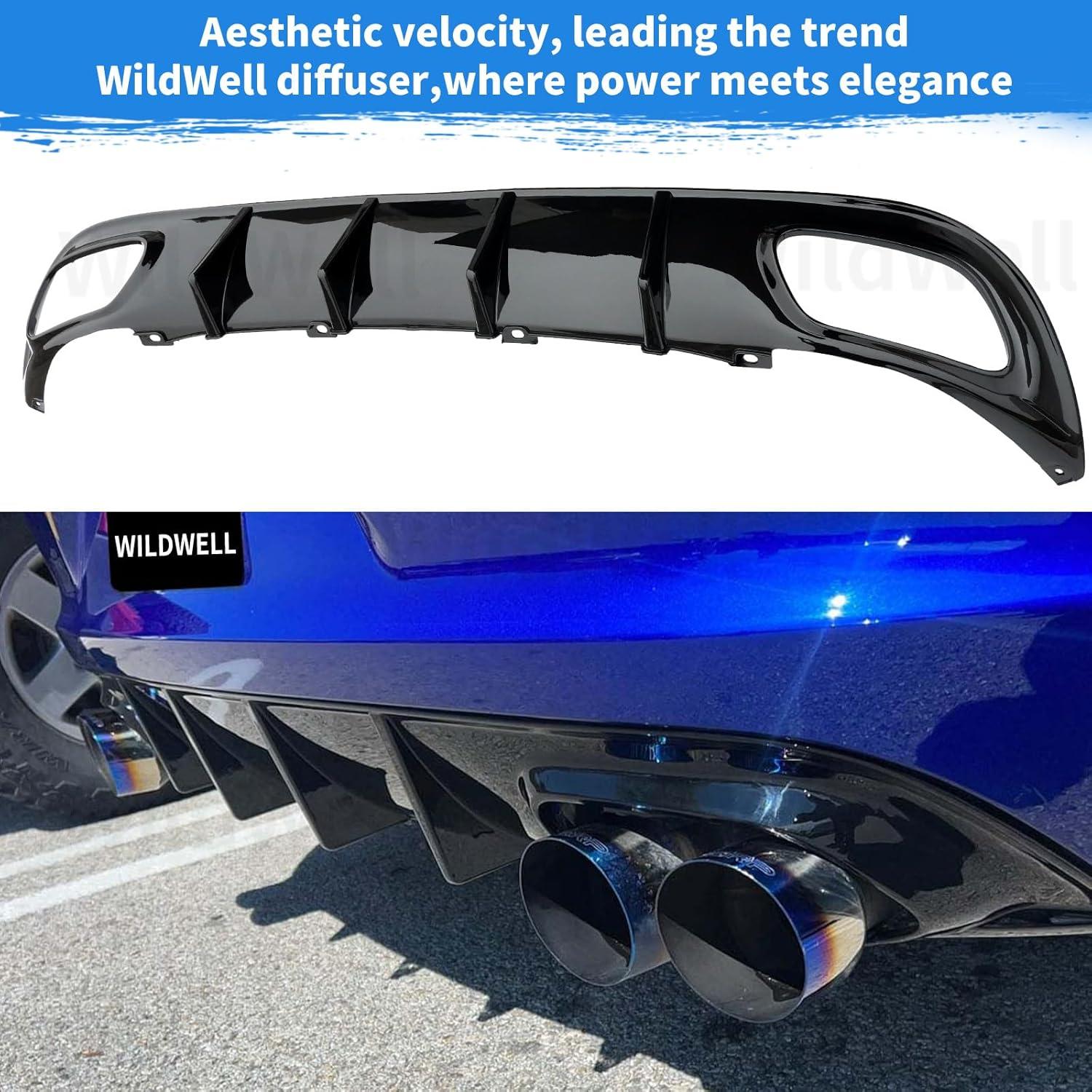 Difusor Trasero WildWell para Dodge Charger 2015-2024 Negro Brillante