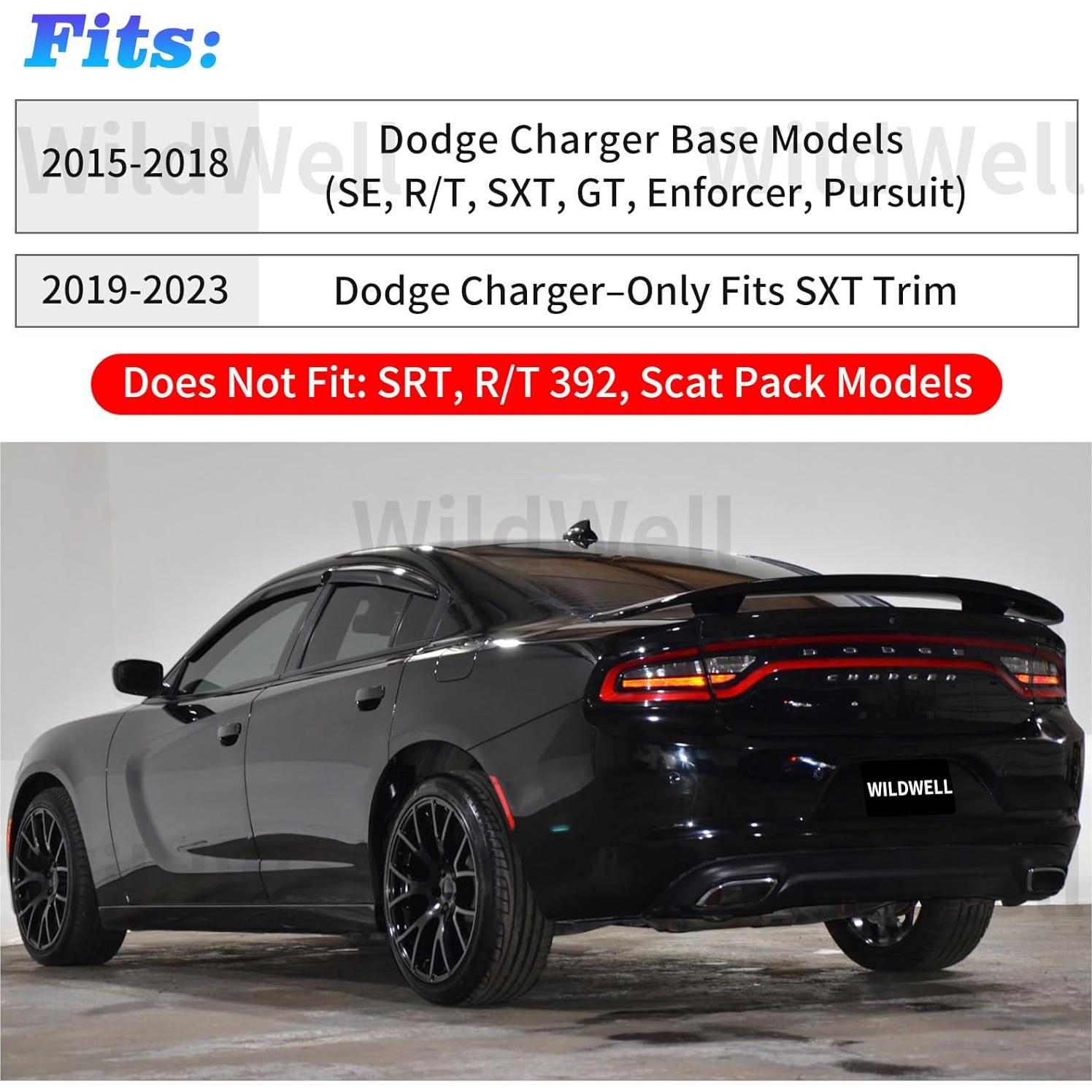 Difusor Trasero WildWell para Dodge Charger 2015-2024 Negro Brillante