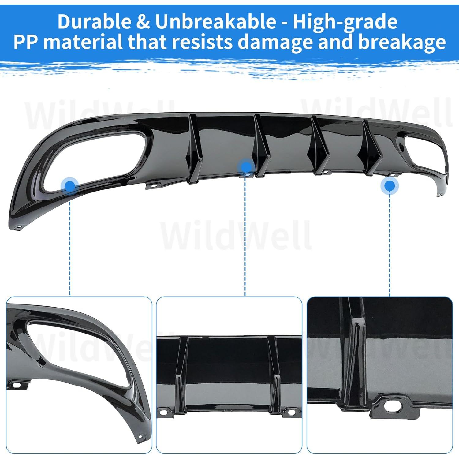 Difusor Trasero WildWell para Dodge Charger 2015-2024 Negro Brillante