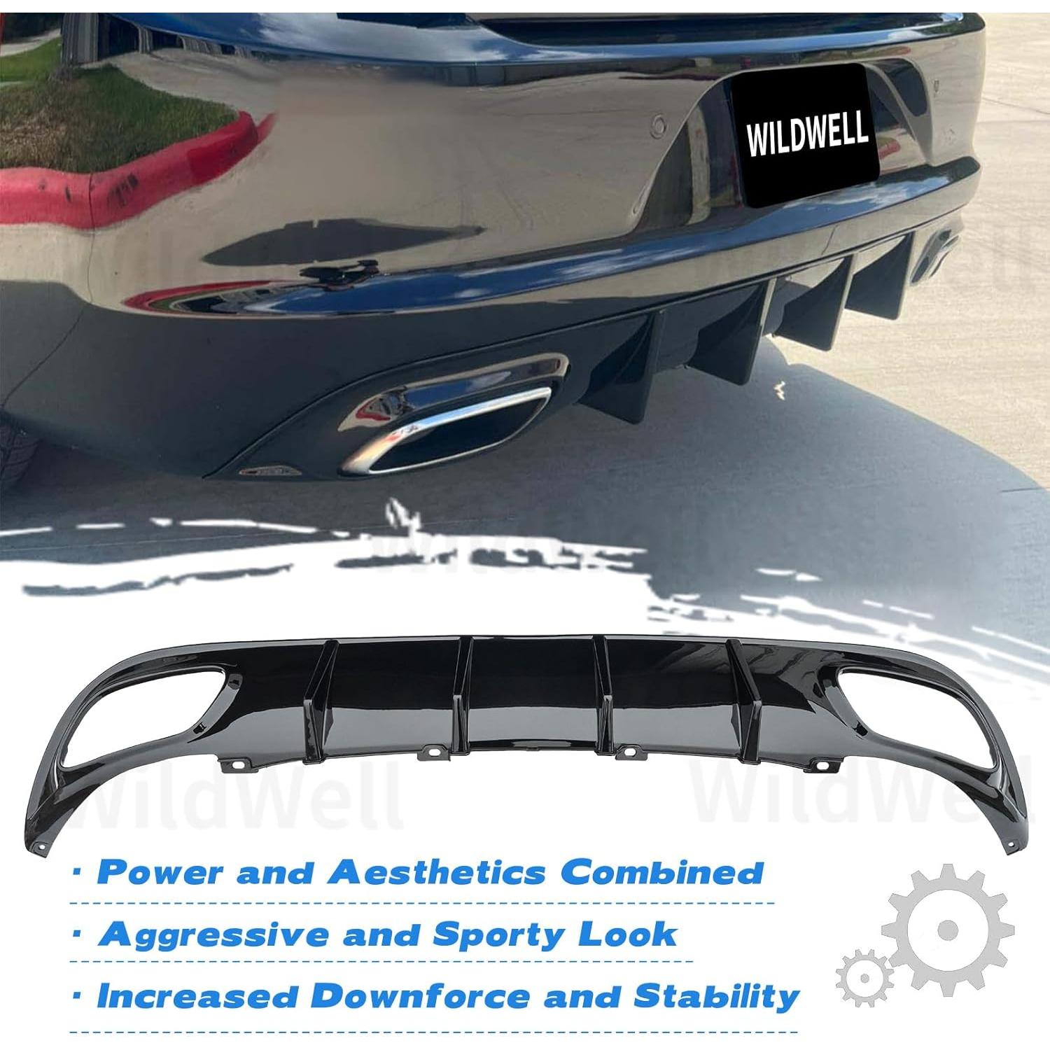 Difusor Trasero WildWell para Dodge Charger 2015-2024 Negro Brillante