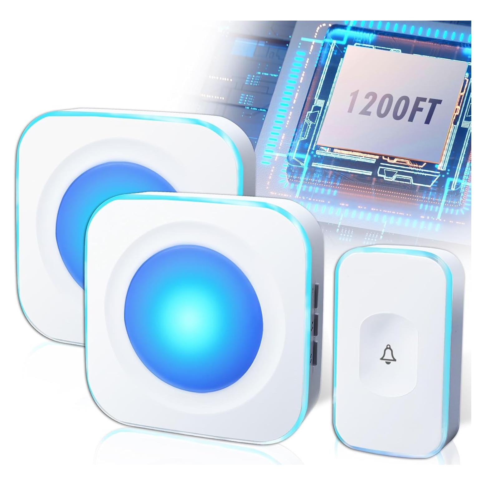 Timbre Inalámbrico FUHONGRUI 1200m 36 Tonos 2 Receptores