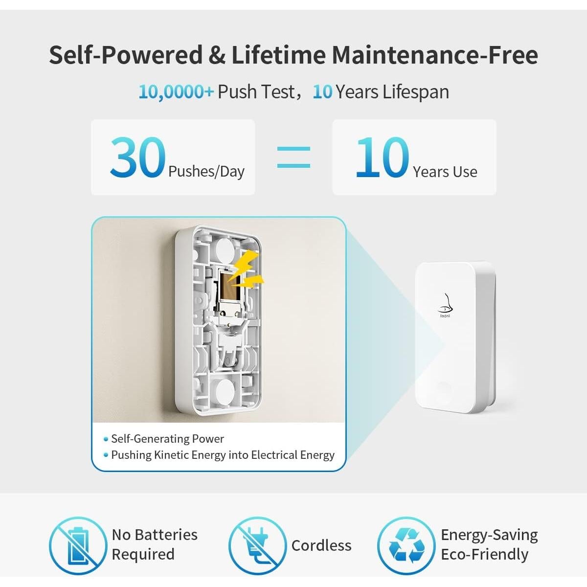 Timbre Inalámbrico Linptech G4LDW-U Autopropulsado 300m