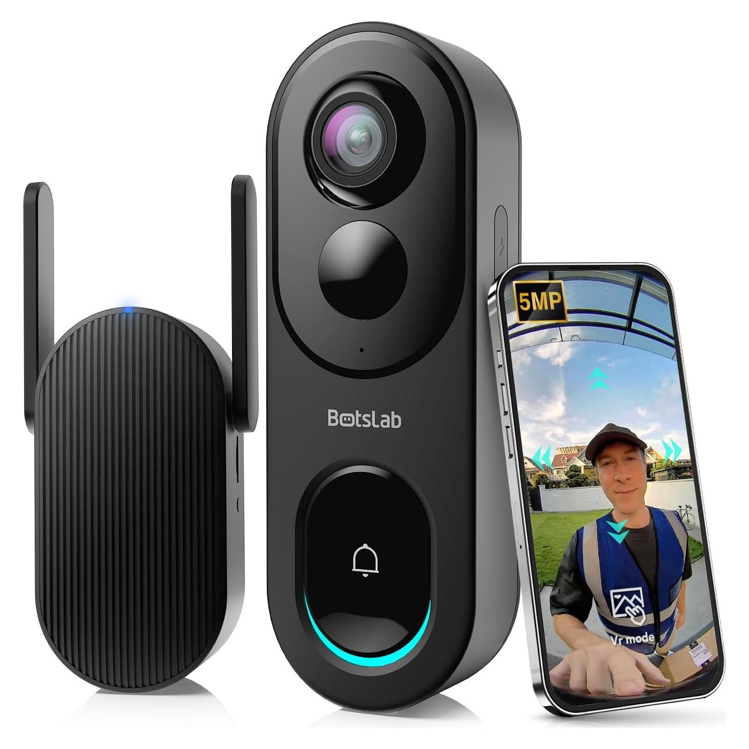 Timbre de Video Inalámbrico BOTSLAB R810 5MP 360° Wi-Fi