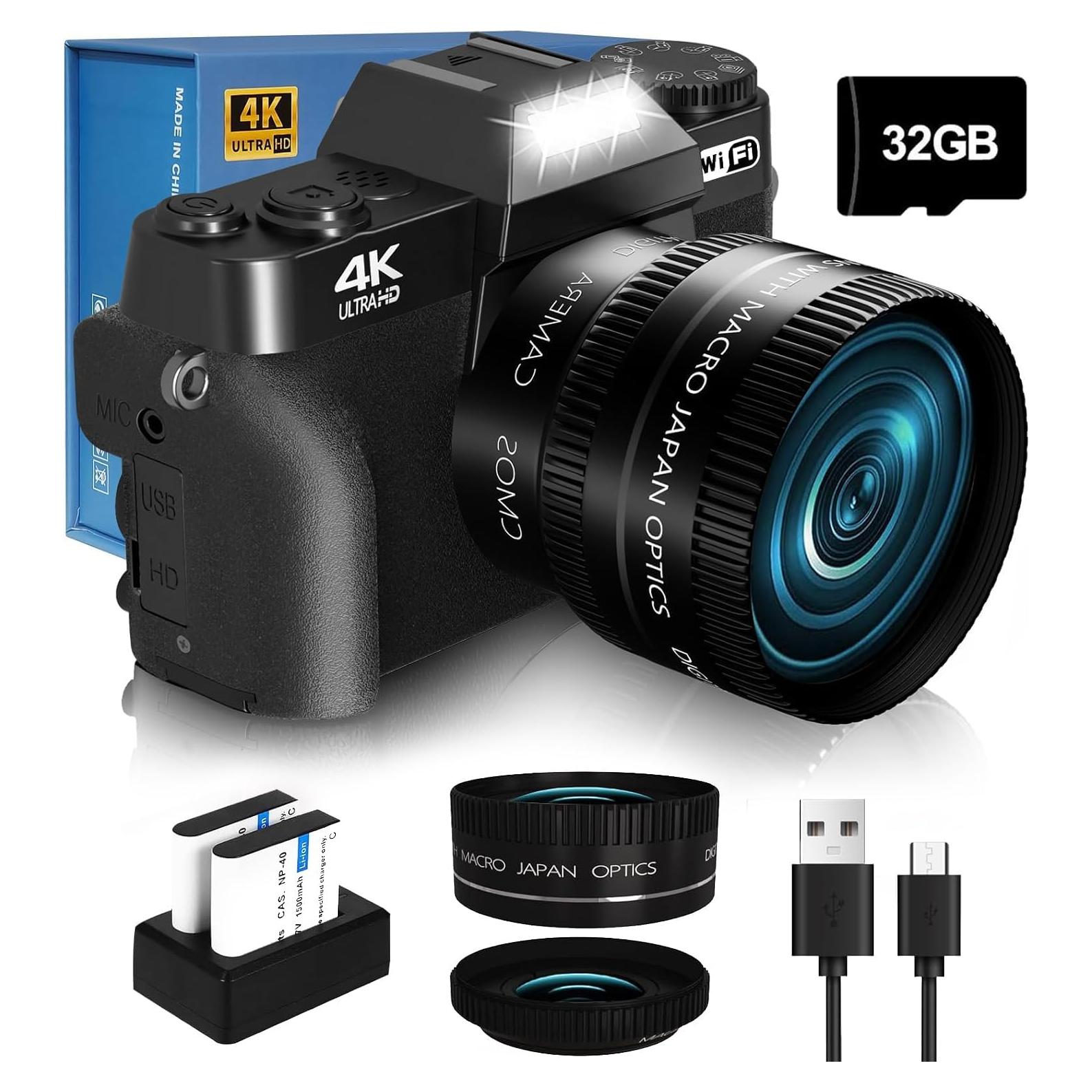 Cámara Digital 4K NIKICAM WD02 56MP WiFi Pantalla 180°