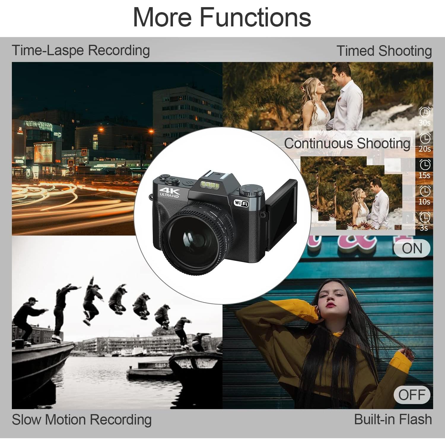 Cámara Digital 4K NIKICAM WD02 56MP WiFi Pantalla 180°