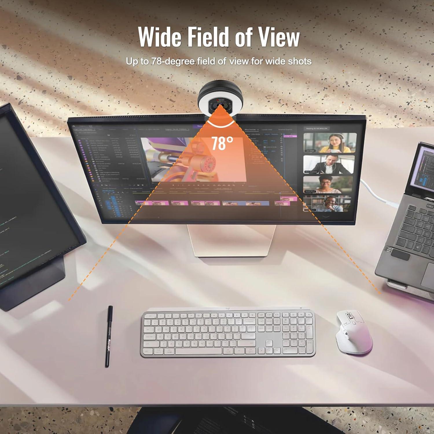 Cámara Web Angetube 4K 866Max con Luz y Micrófonos AI